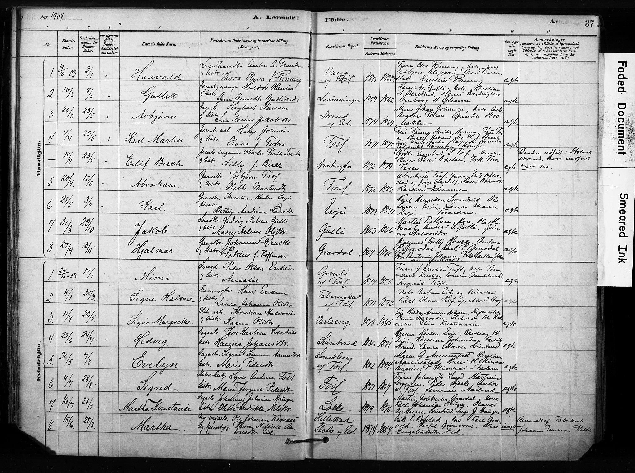 Sandsvær kirkebøker, AV/SAKO-A-244/F/Fc/L0001: Parish register (official) no. III 1, 1878-1923, p. 37