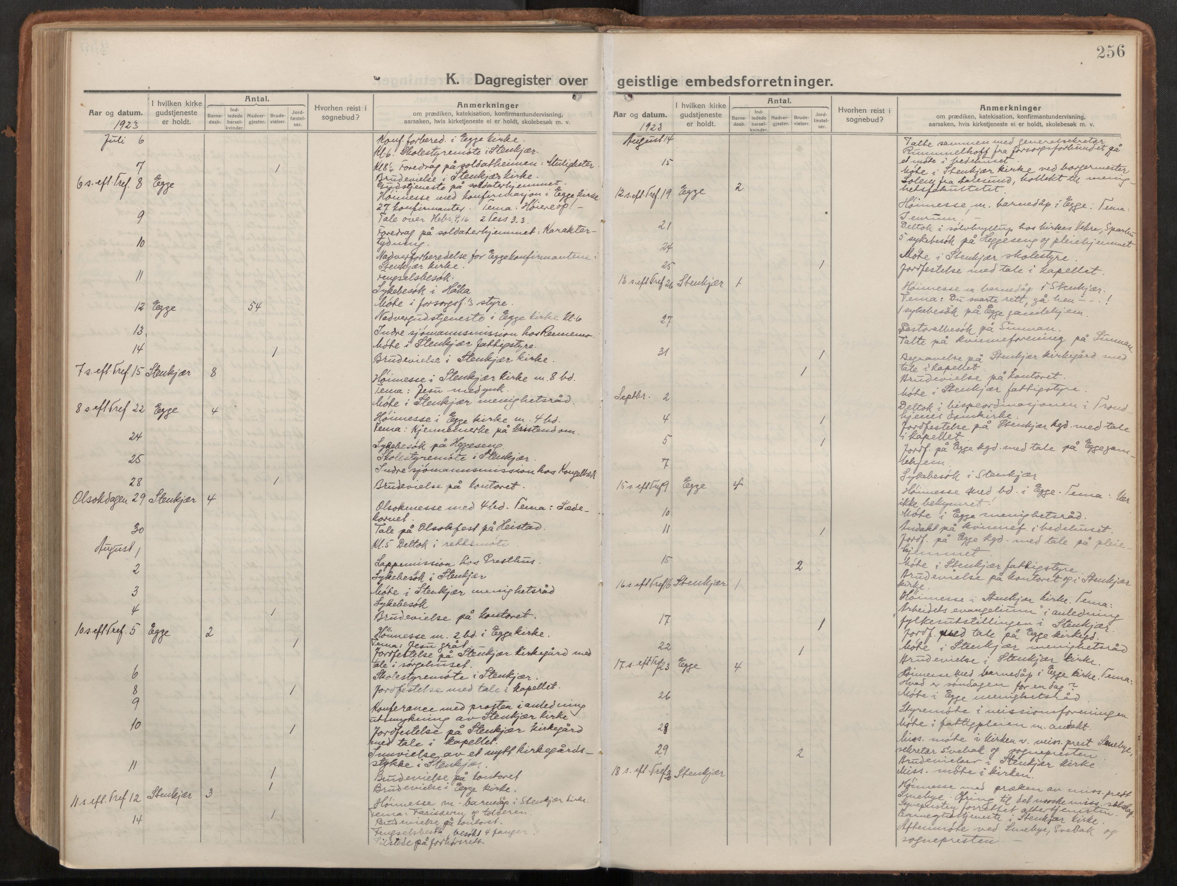 Steinkjer sokneprestkontor, AV/SAT-A-1541/01/H/Ha/Haa/L0003: Parish register (official) no. 3, 1913-1922, p. 256