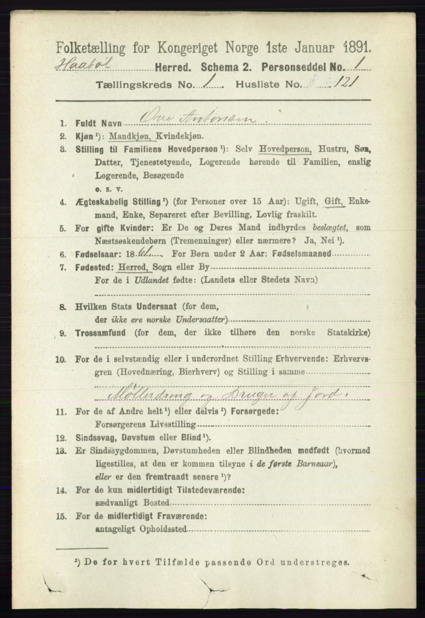 RA, 1891 census for 0138 Hobøl, 1891, p. 918
