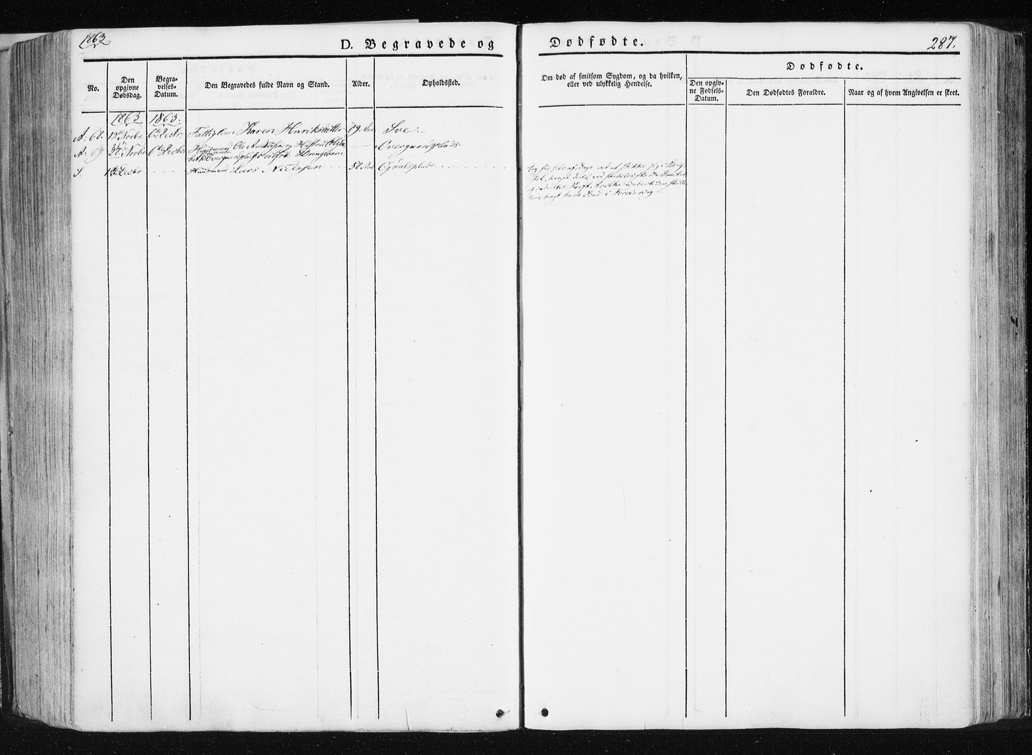 Ministerialprotokoller, klokkerbøker og fødselsregistre - Nord-Trøndelag, AV/SAT-A-1458/741/L0393: Parish register (official) no. 741A07, 1849-1863, p. 287