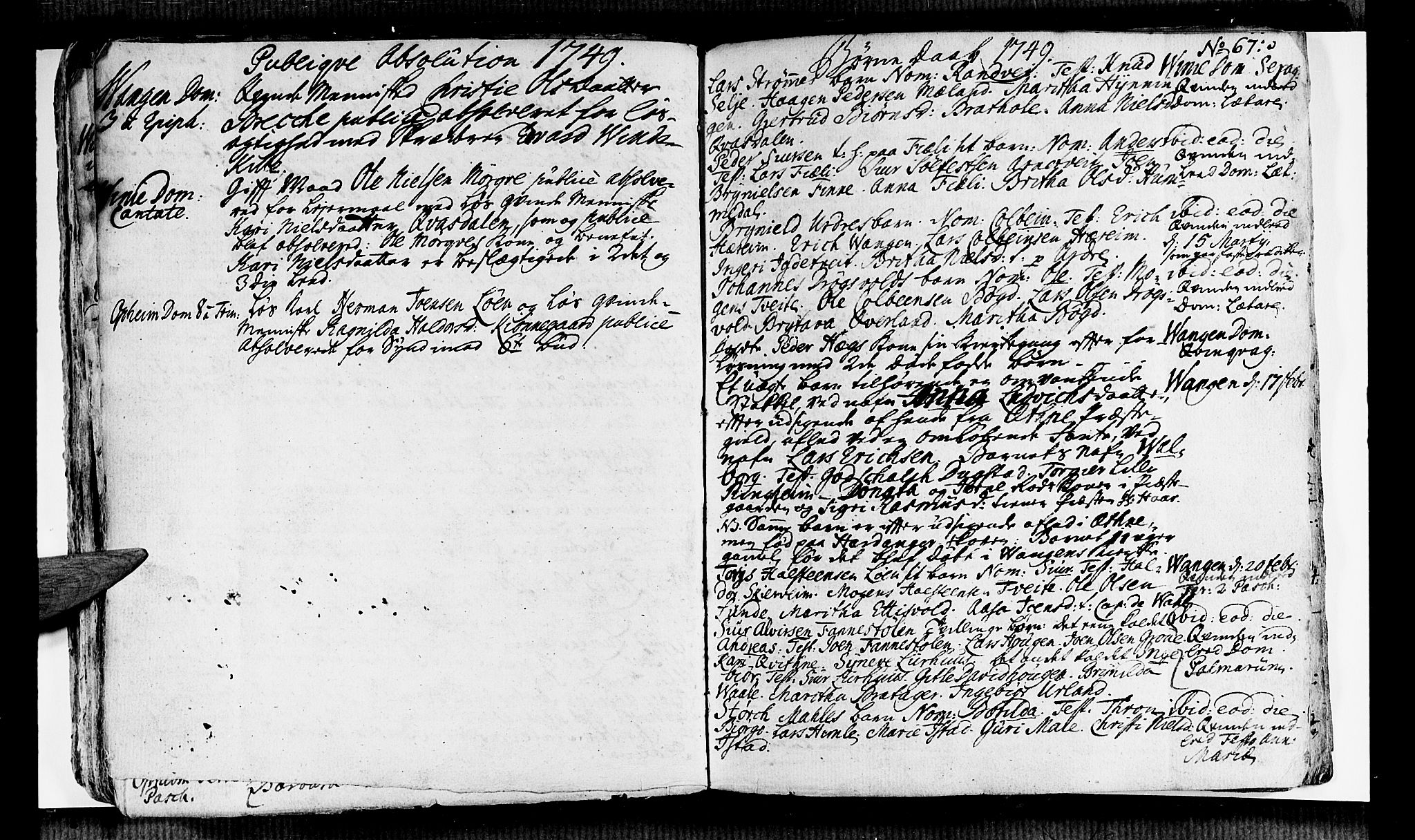 Voss sokneprestembete, AV/SAB-A-79001/H/Haa: Parish register (official) no. A 6, 1744-1752, p. 67