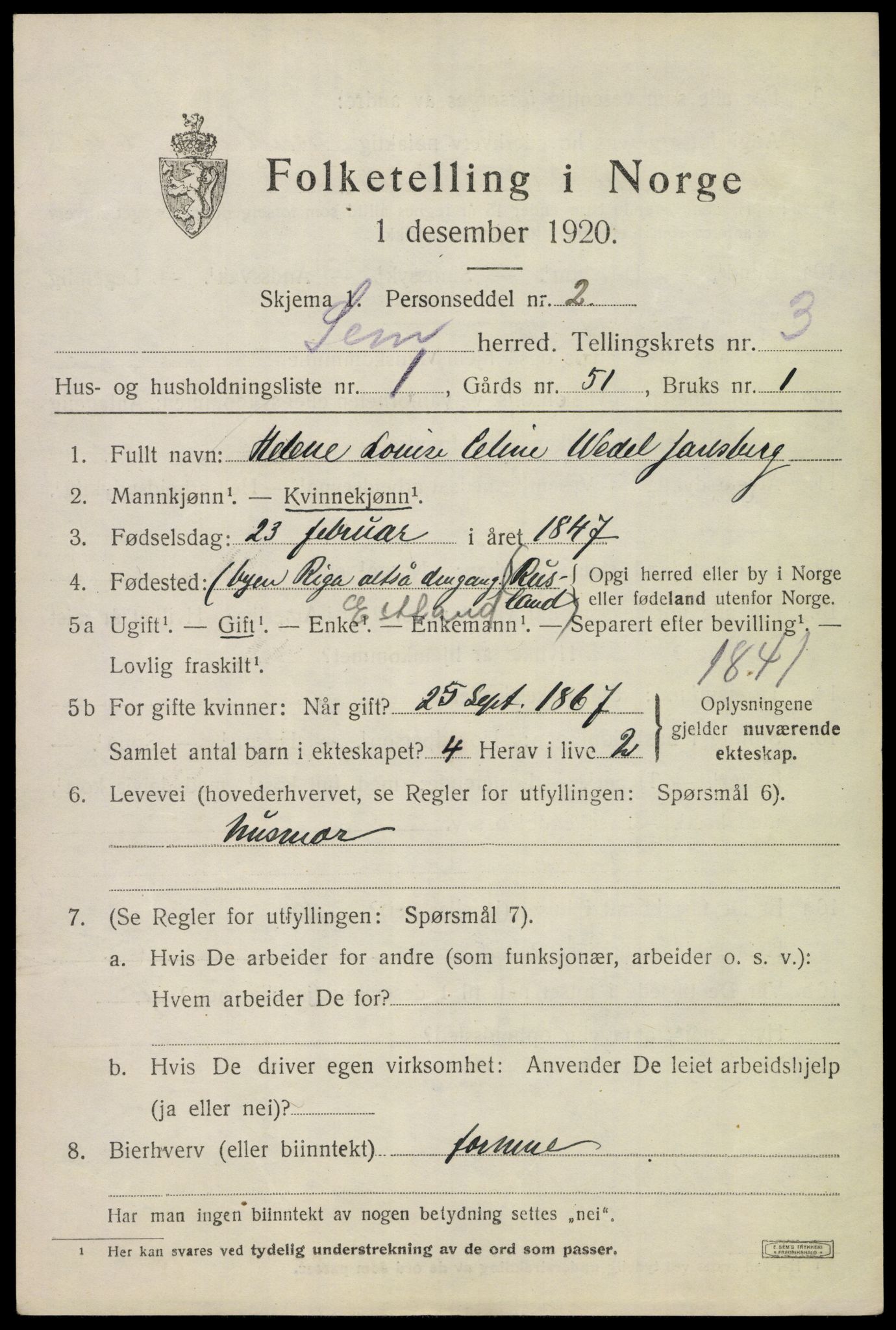 SAKO, 1920 census for Sem, 1920, p. 6315