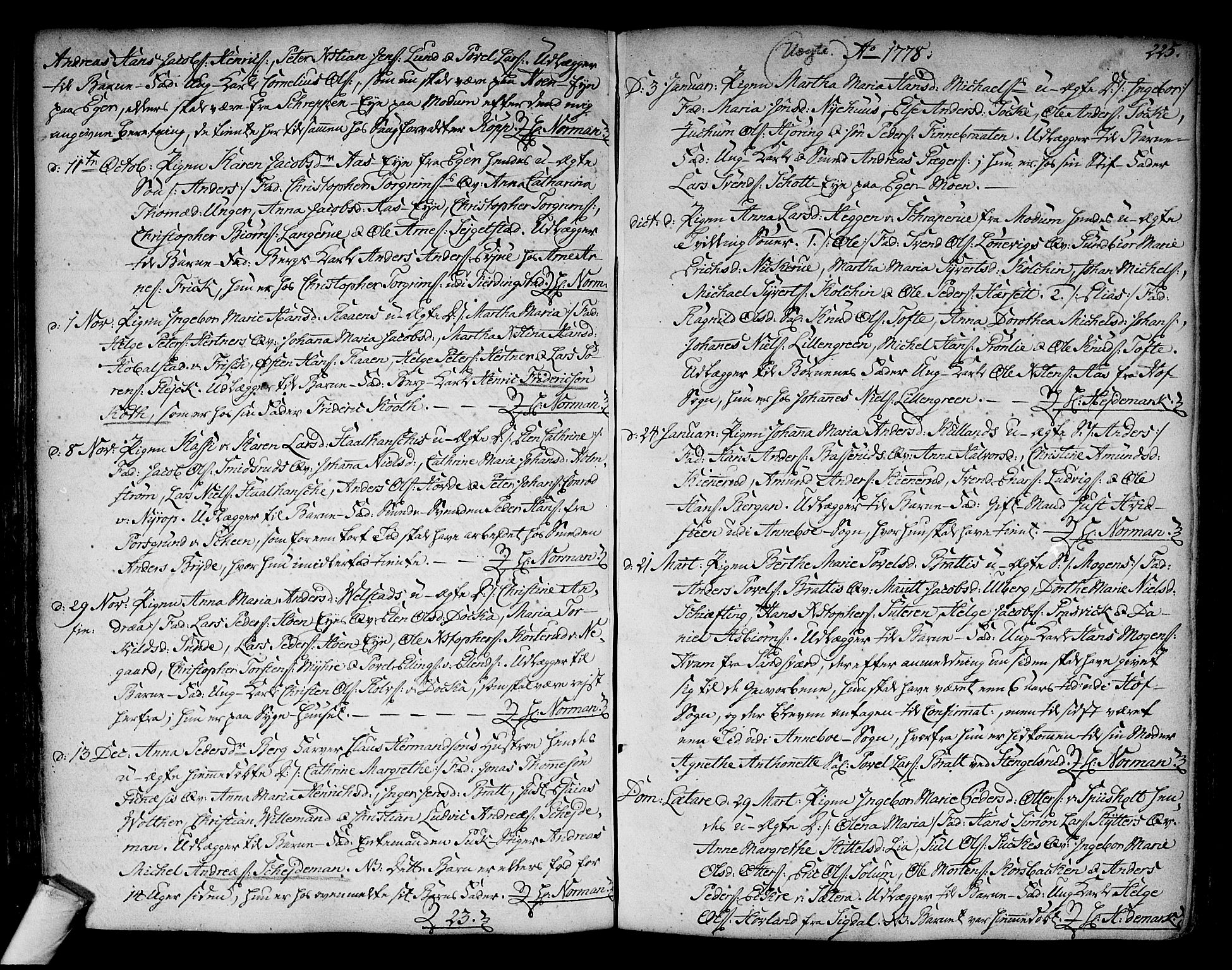 Kongsberg kirkebøker, SAKO/A-22/F/Fa/L0005: Parish register (official) no. I 5, 1769-1782, p. 225