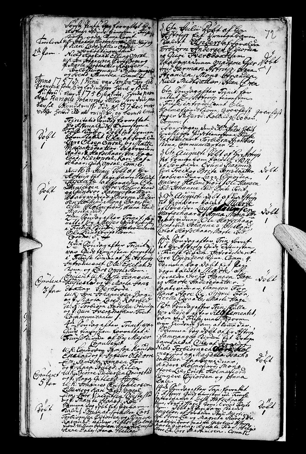 Os sokneprestembete, SAB/A-99929: Parish register (official) no. A 7, 1723-1760, p. 72