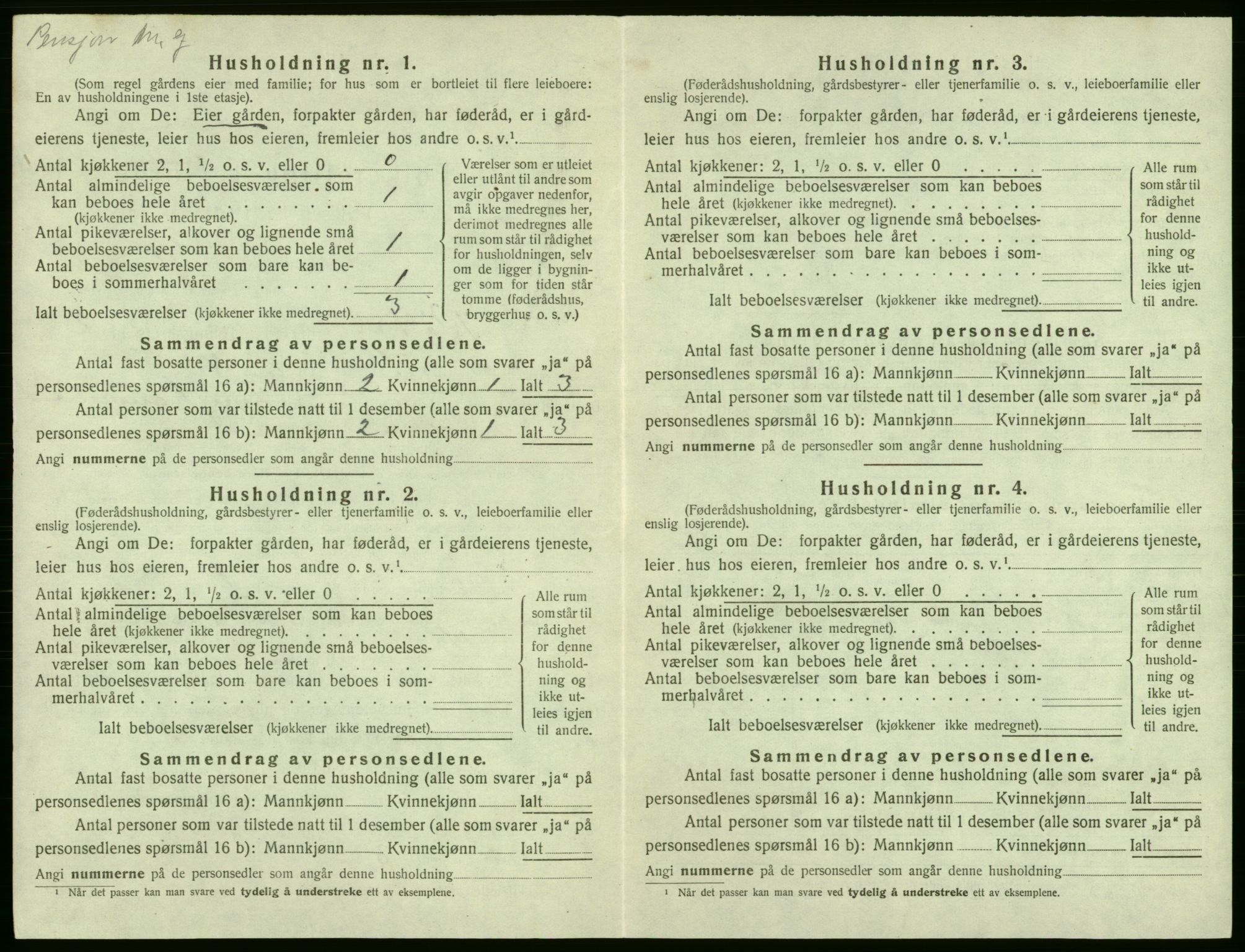 SAB, 1920 census for Røldal, 1920, p. 277