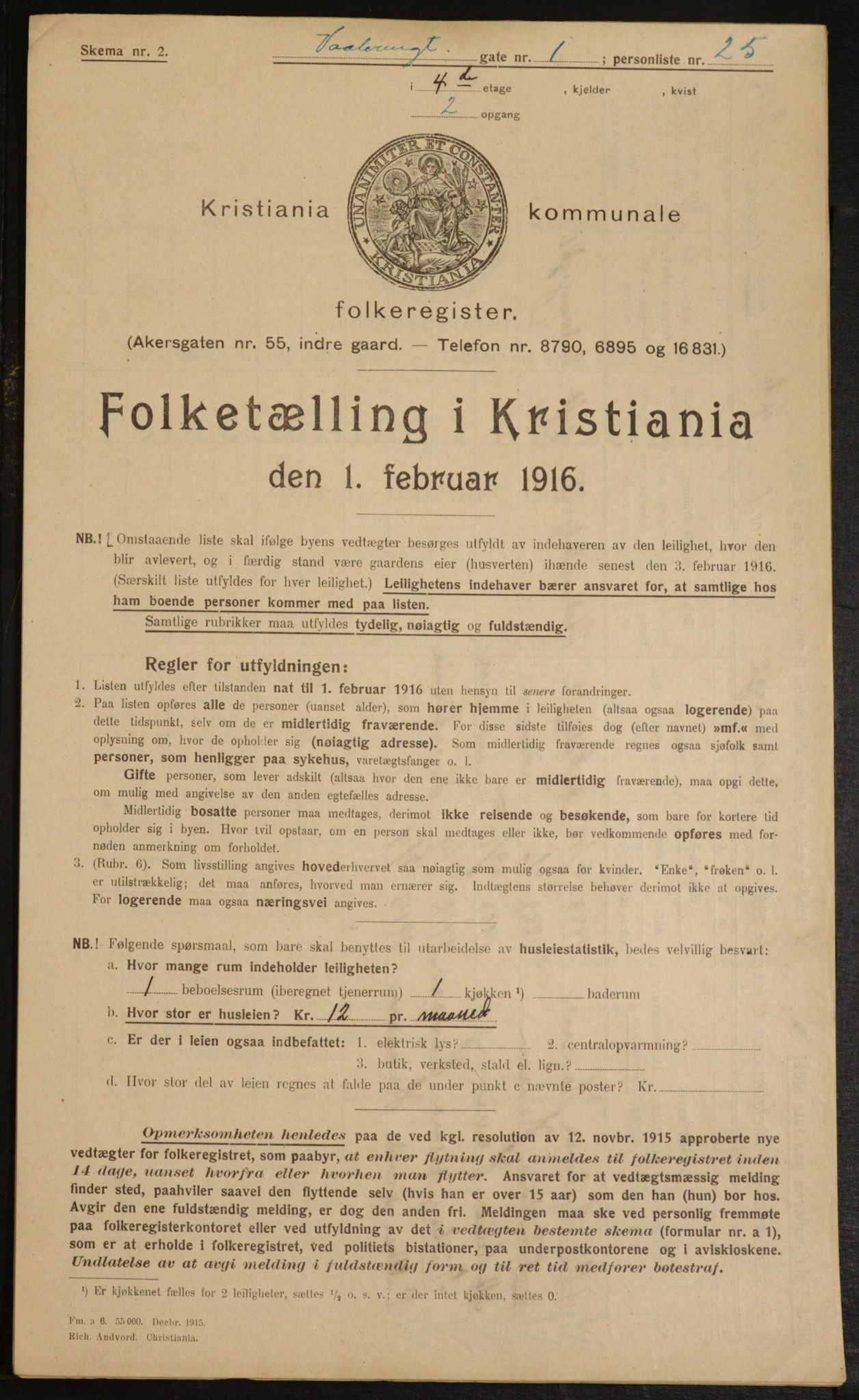 OBA, Municipal Census 1916 for Kristiania, 1916, p. 129204