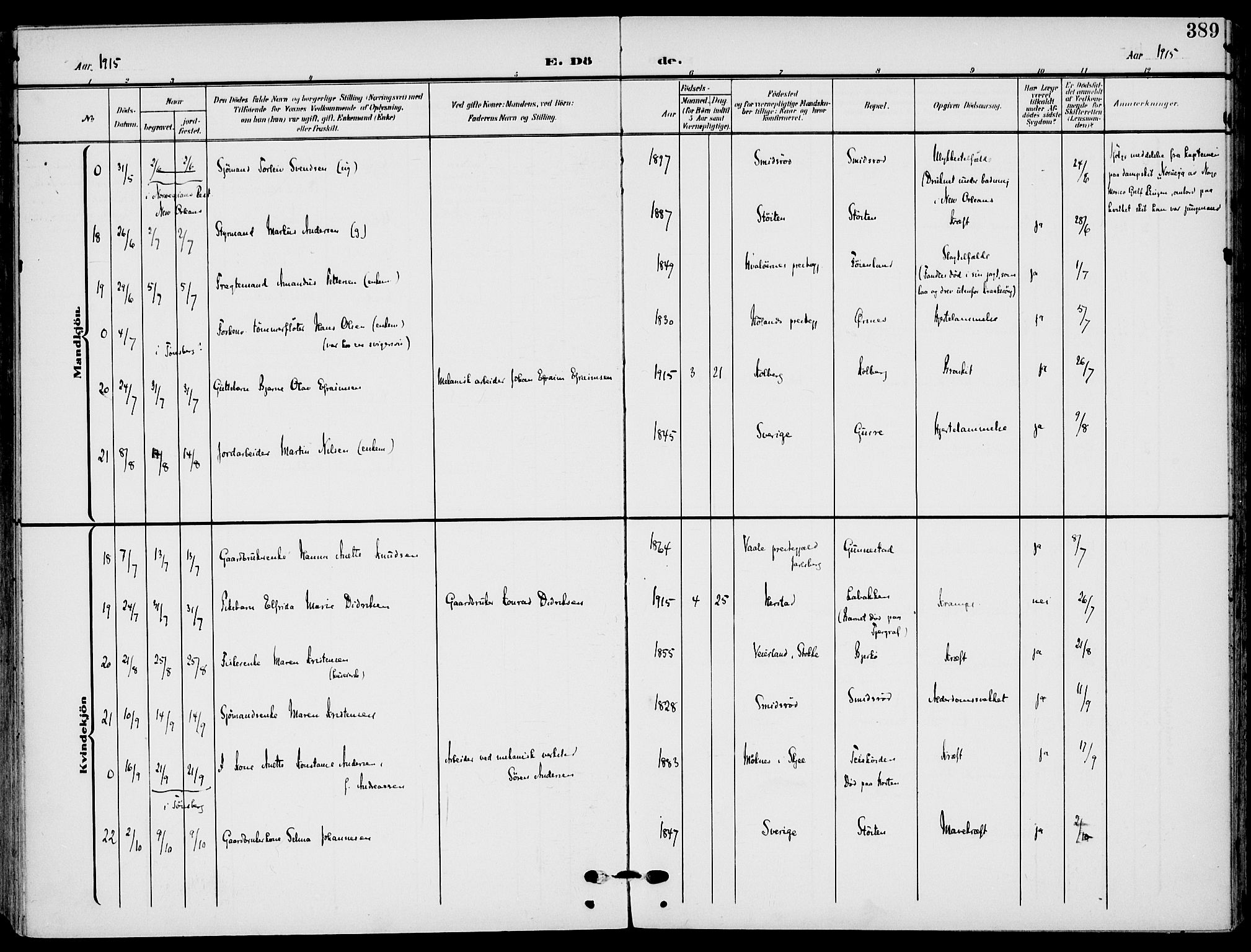 Nøtterøy kirkebøker, AV/SAKO-A-354/F/Fa/L0010: Parish register (official) no. I 10, 1908-1919, p. 389