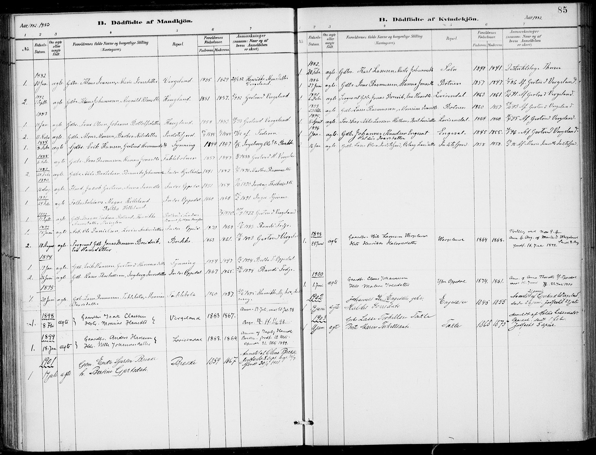 Gulen sokneprestembete, SAB/A-80201/H/Haa/Haac/L0002: Parish register (official) no. C  2, 1882-1914, p. 85