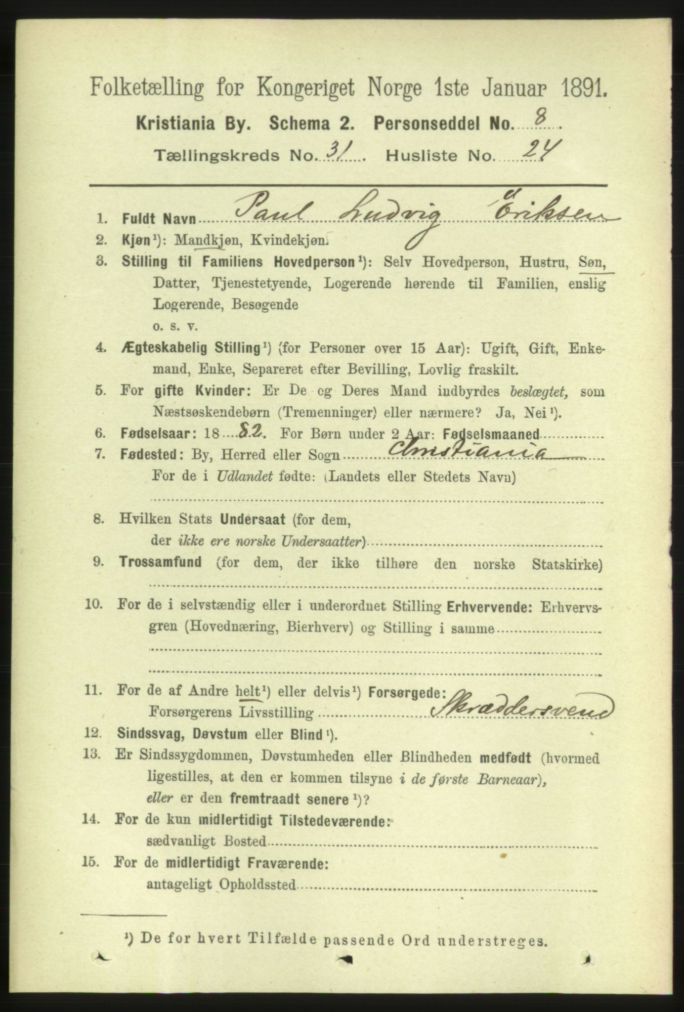 RA, 1891 census for 0301 Kristiania, 1891, p. 16669