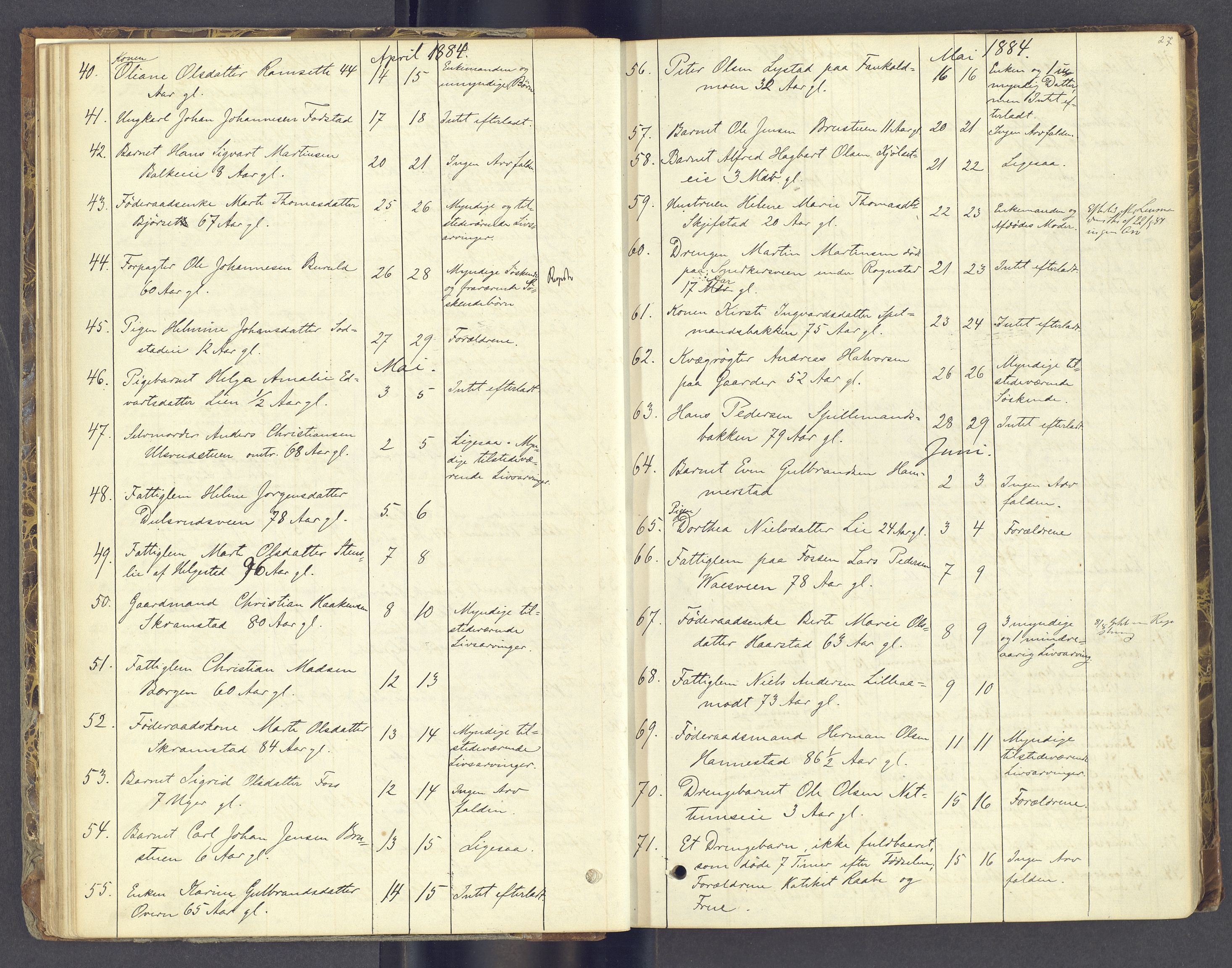 Toten tingrett, AV/SAH-TING-006/J/Jl/L0002: Dødsfallsjournal, 1868-1892, p. 26b-27a