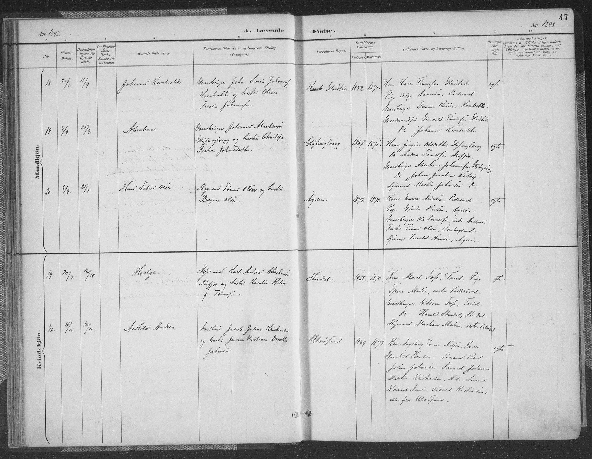 Høvåg sokneprestkontor, SAK/1111-0025/F/Fa/L0006: Parish register (official) no. A 6, 1894-1923, p. 47