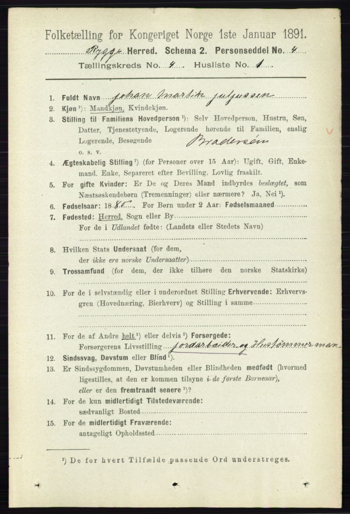 RA, 1891 census for 0136 Rygge, 1891, p. 2234