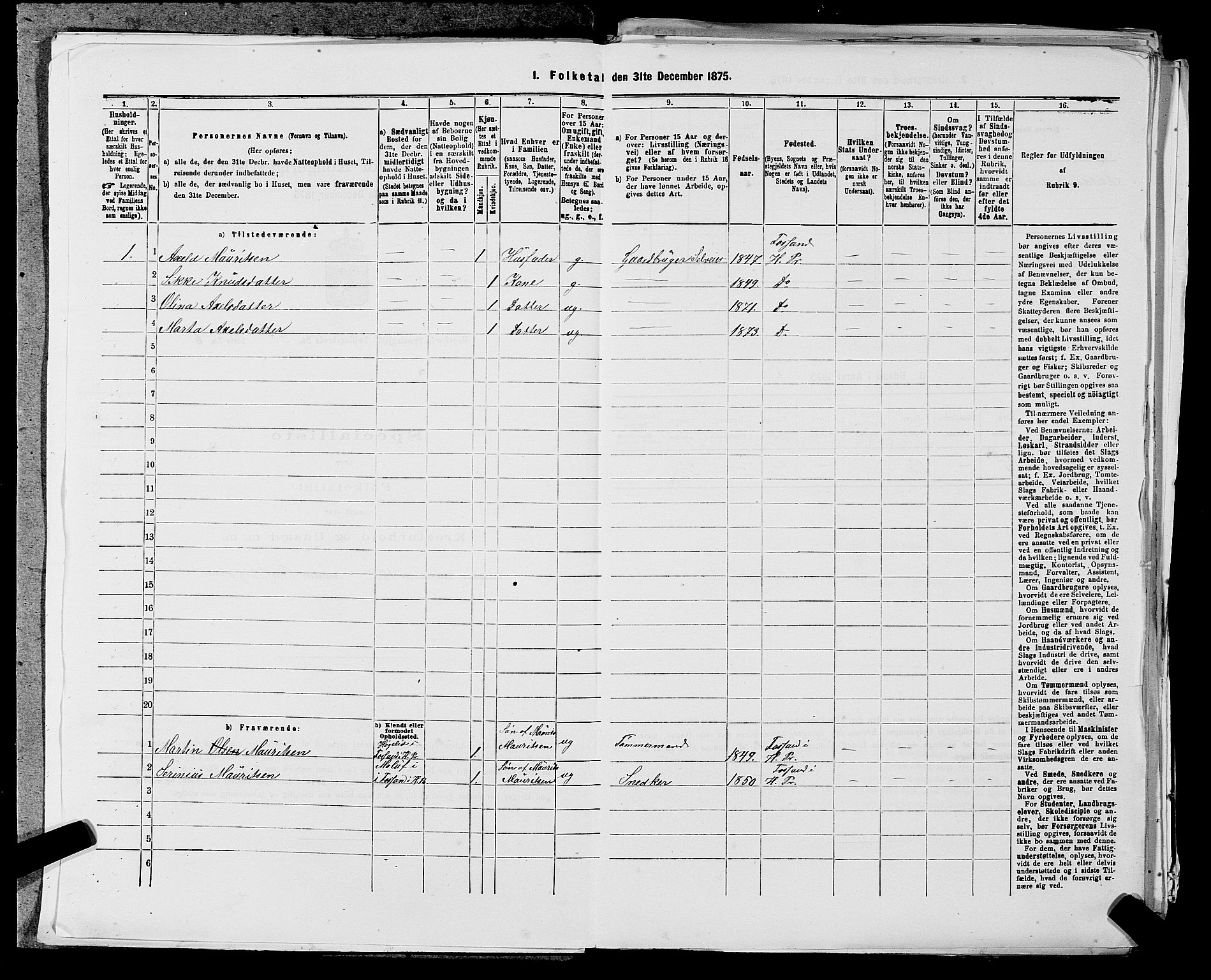 SAST, 1875 census for 1128P Høgsfjord, 1875, p. 432