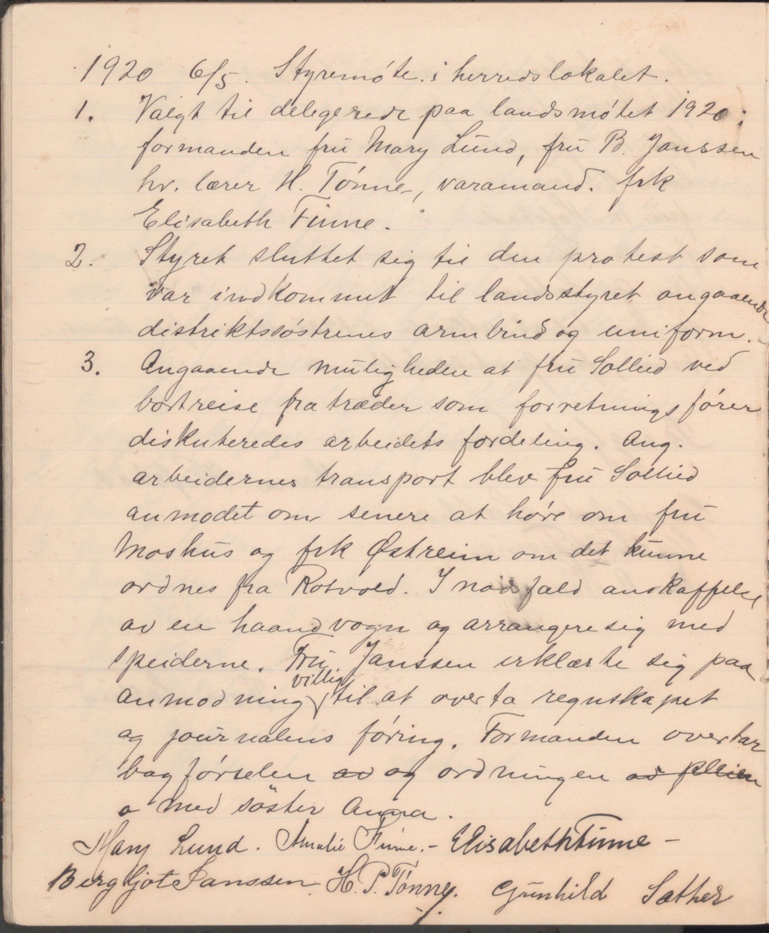 Trondheim Røde Kors, TRKO/PA-1204/A/Ab/L0001: Forhandlingsprotokoll for styret Strinda Røde Kors, 1914-1925, p. 20