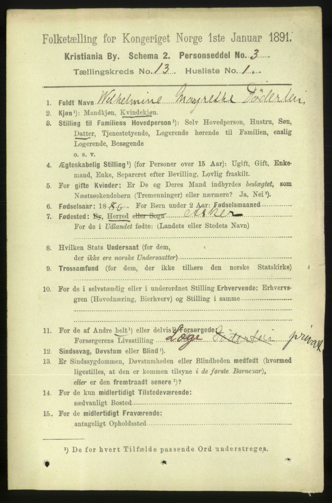 RA, 1891 census for 0301 Kristiania, 1891, p. 5973