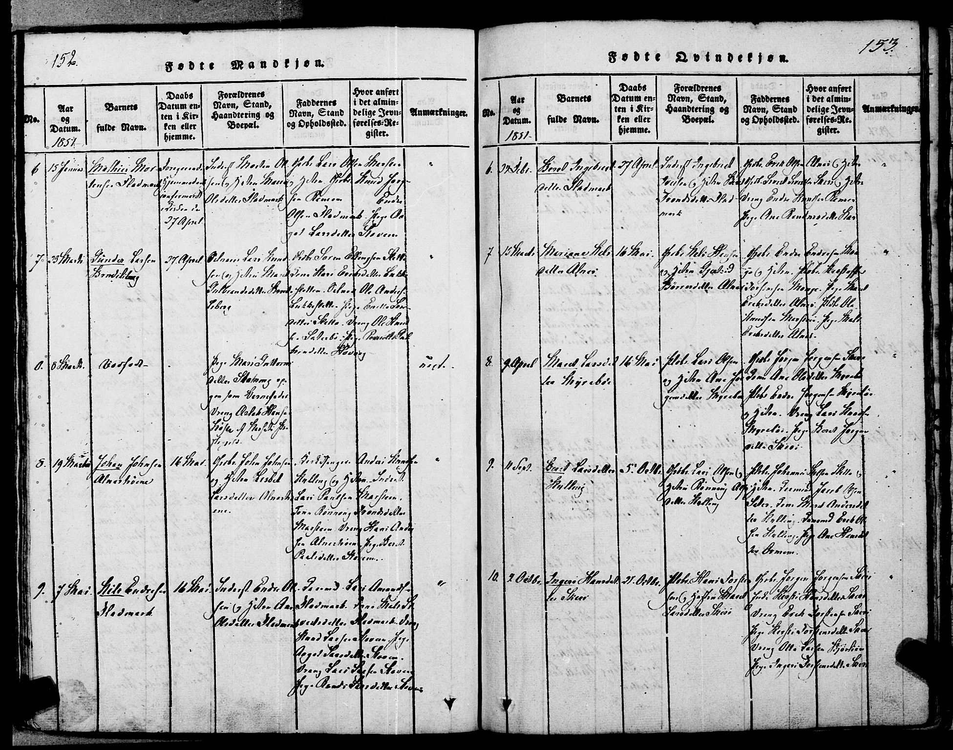 Ministerialprotokoller, klokkerbøker og fødselsregistre - Møre og Romsdal, AV/SAT-A-1454/546/L0593: Parish register (official) no. 546A01, 1818-1853, p. 152-153