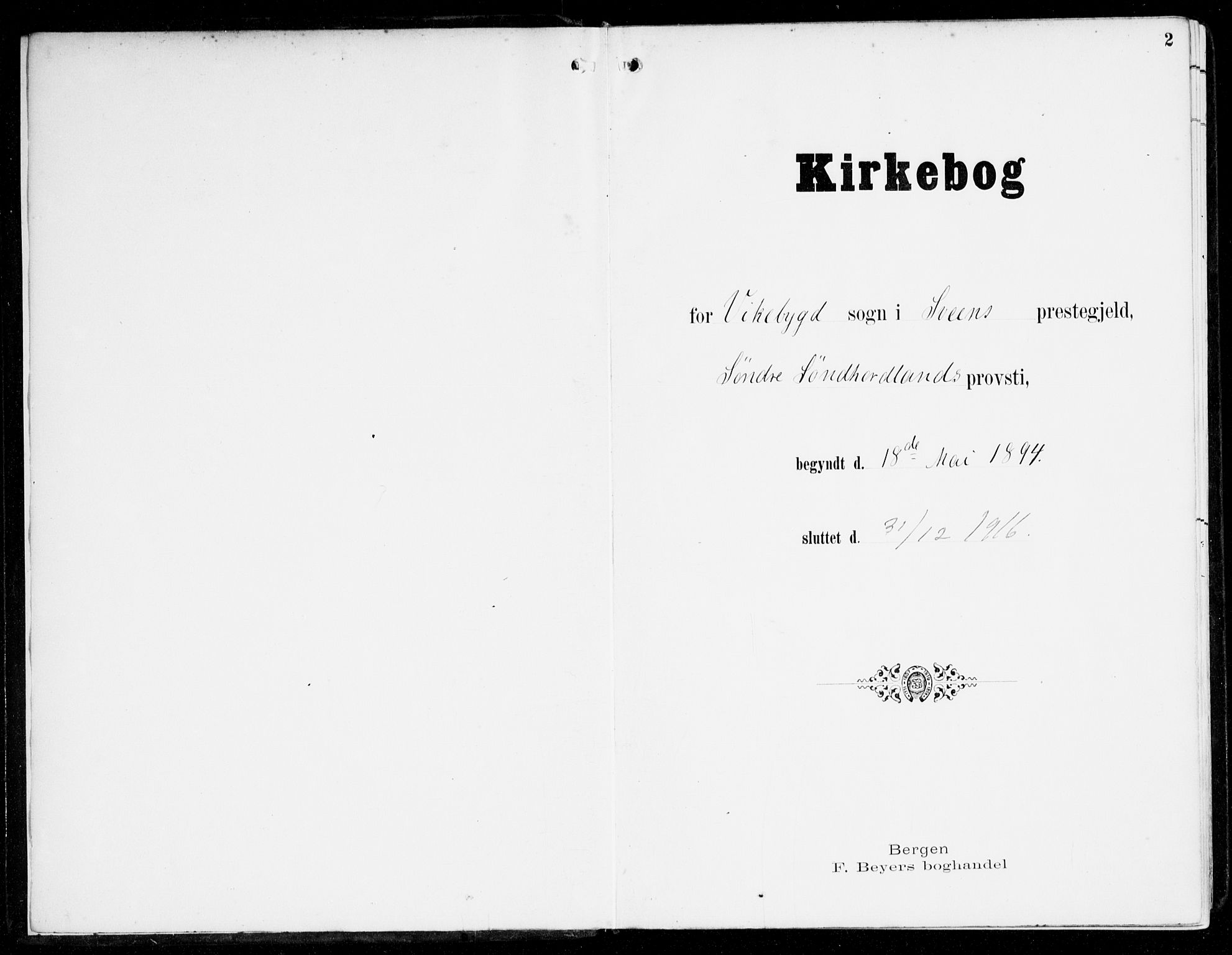 Sveio Sokneprestembete, SAB/A-78501/H/Haa: Parish register (official) no. D 2, 1894-1916, p. 2
