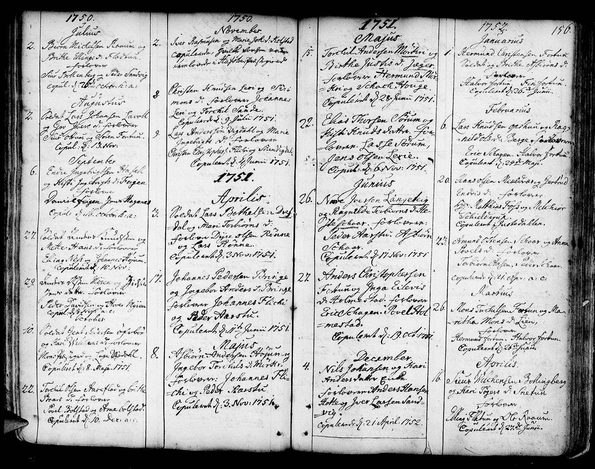 Luster sokneprestembete, SAB/A-81101/H/Haa/Haaa/L0001: Parish register (official) no. A 1, 1731-1803, p. 156