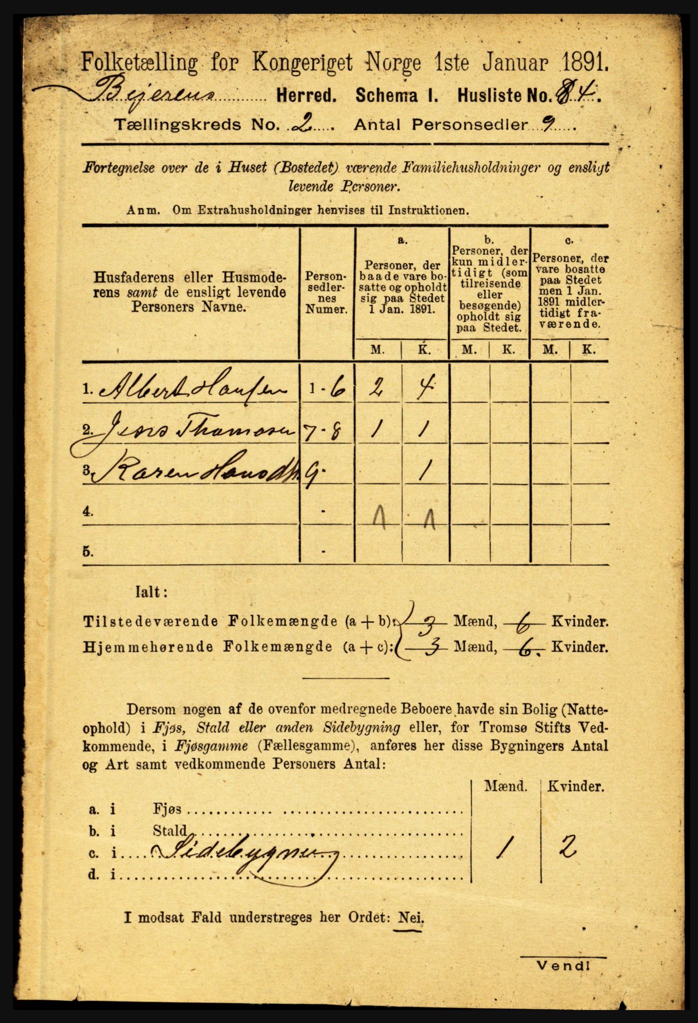 RA, 1891 census for 1839 Beiarn, 1891, p. 381