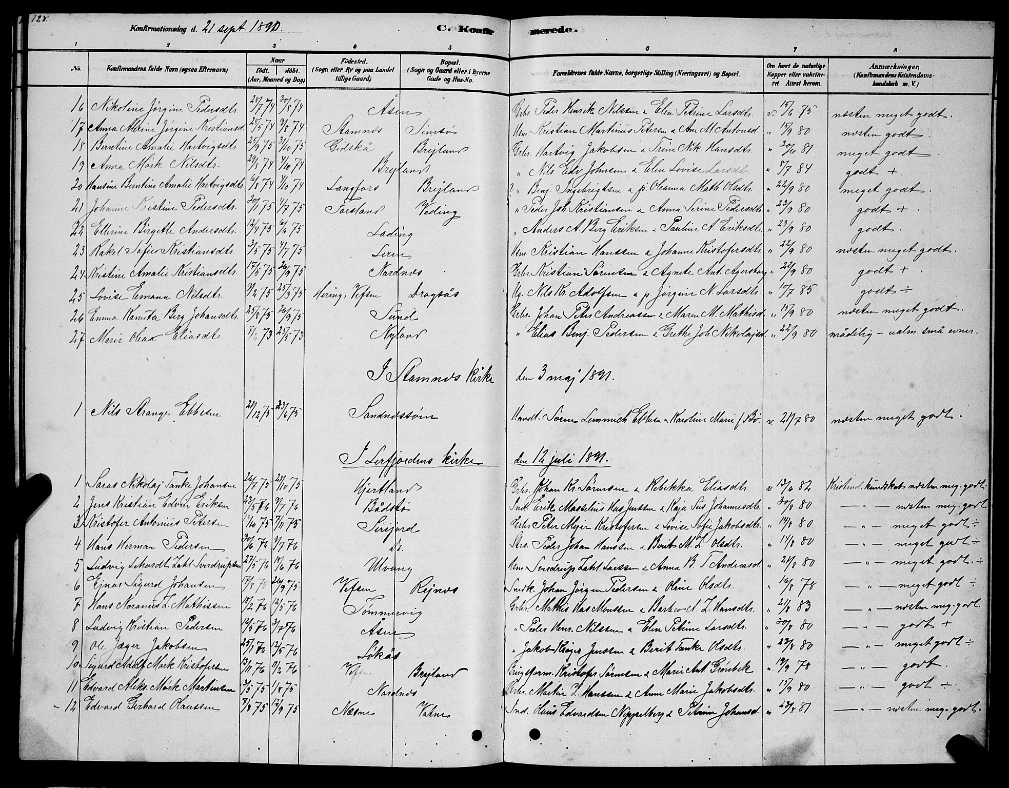 Ministerialprotokoller, klokkerbøker og fødselsregistre - Nordland, AV/SAT-A-1459/831/L0477: Parish register (copy) no. 831C04, 1878-1897, p. 128