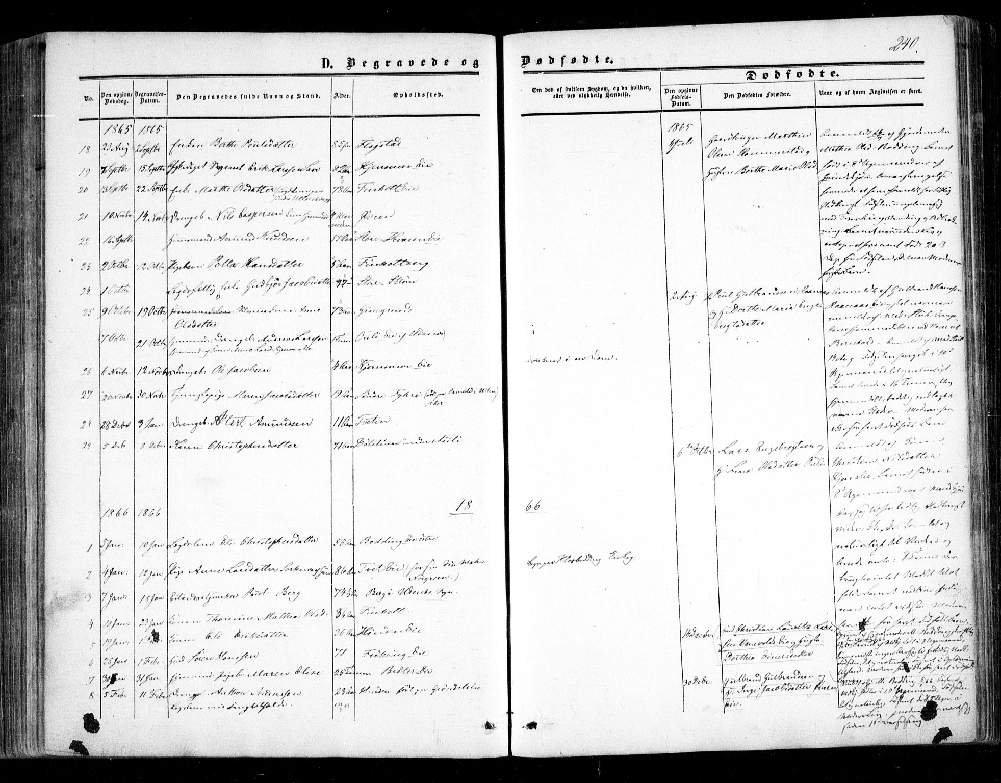 Nes prestekontor Kirkebøker, SAO/A-10410/F/Fc/L0001: Parish register (official) no. III 1, 1859-1882, p. 240