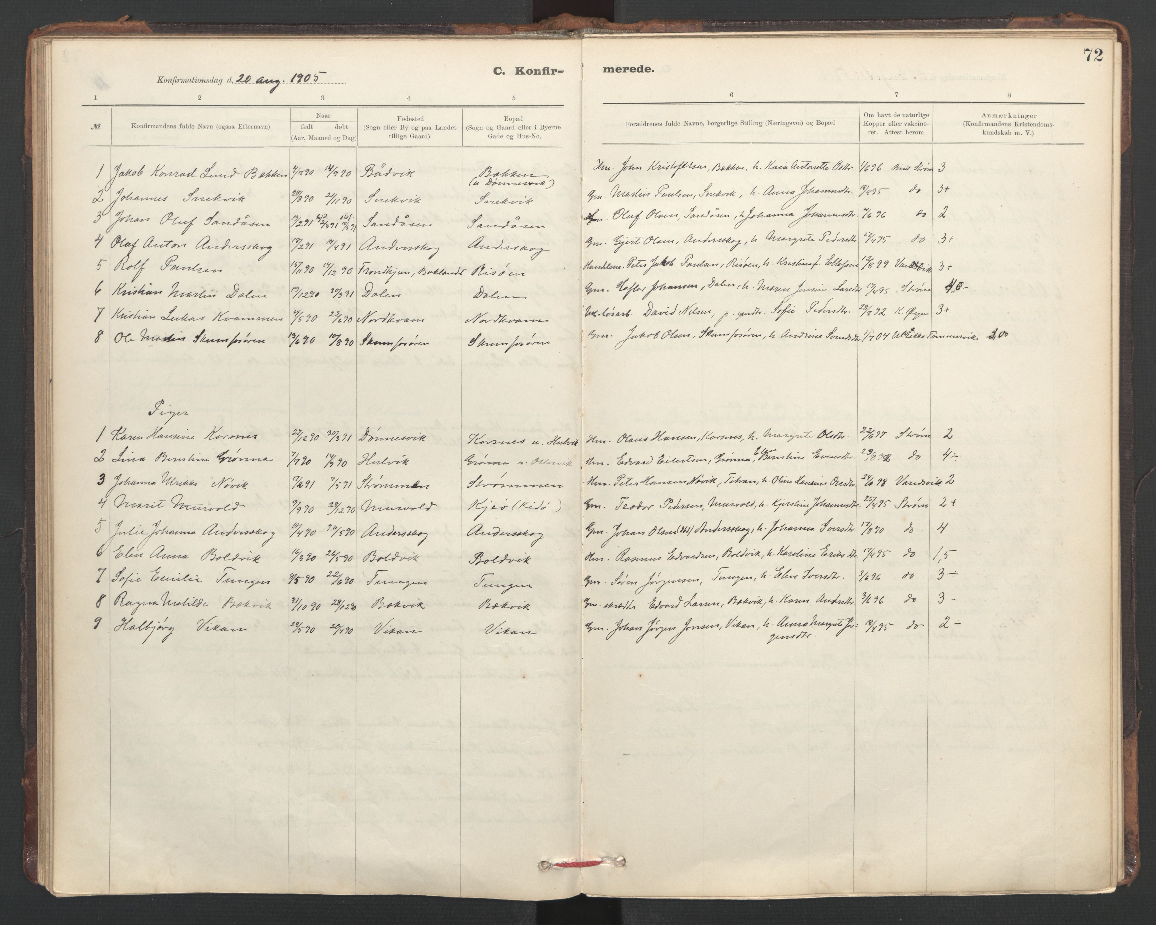 Ministerialprotokoller, klokkerbøker og fødselsregistre - Sør-Trøndelag, SAT/A-1456/635/L0552: Parish register (official) no. 635A02, 1899-1919, p. 72