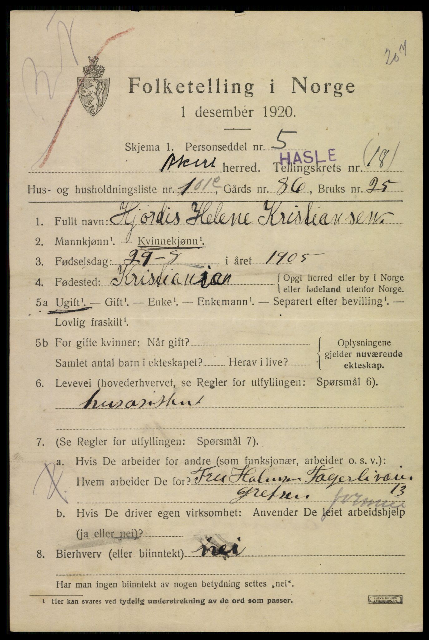 SAO, 1920 census for Aker, 1920, p. 112688