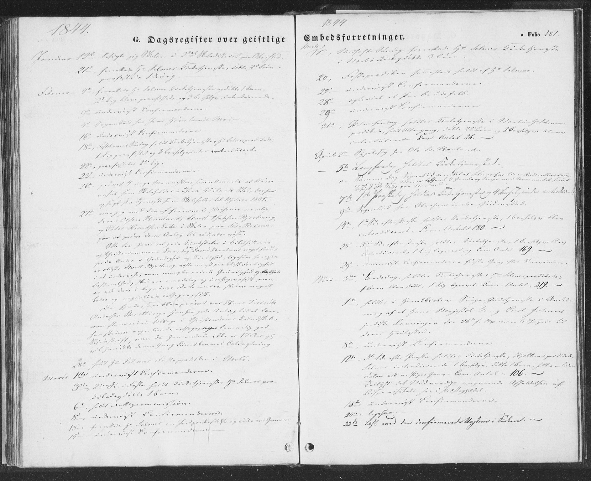 Hå sokneprestkontor, SAST/A-101801/001/30BA/L0006: Parish register (official) no. A 5, 1842-1853, p. 181