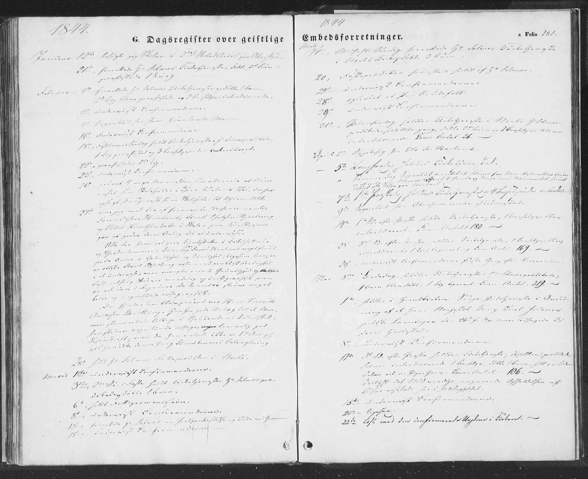 Hå sokneprestkontor, AV/SAST-A-101801/001/30BA/L0006: Parish register (official) no. A 5, 1842-1853, p. 181