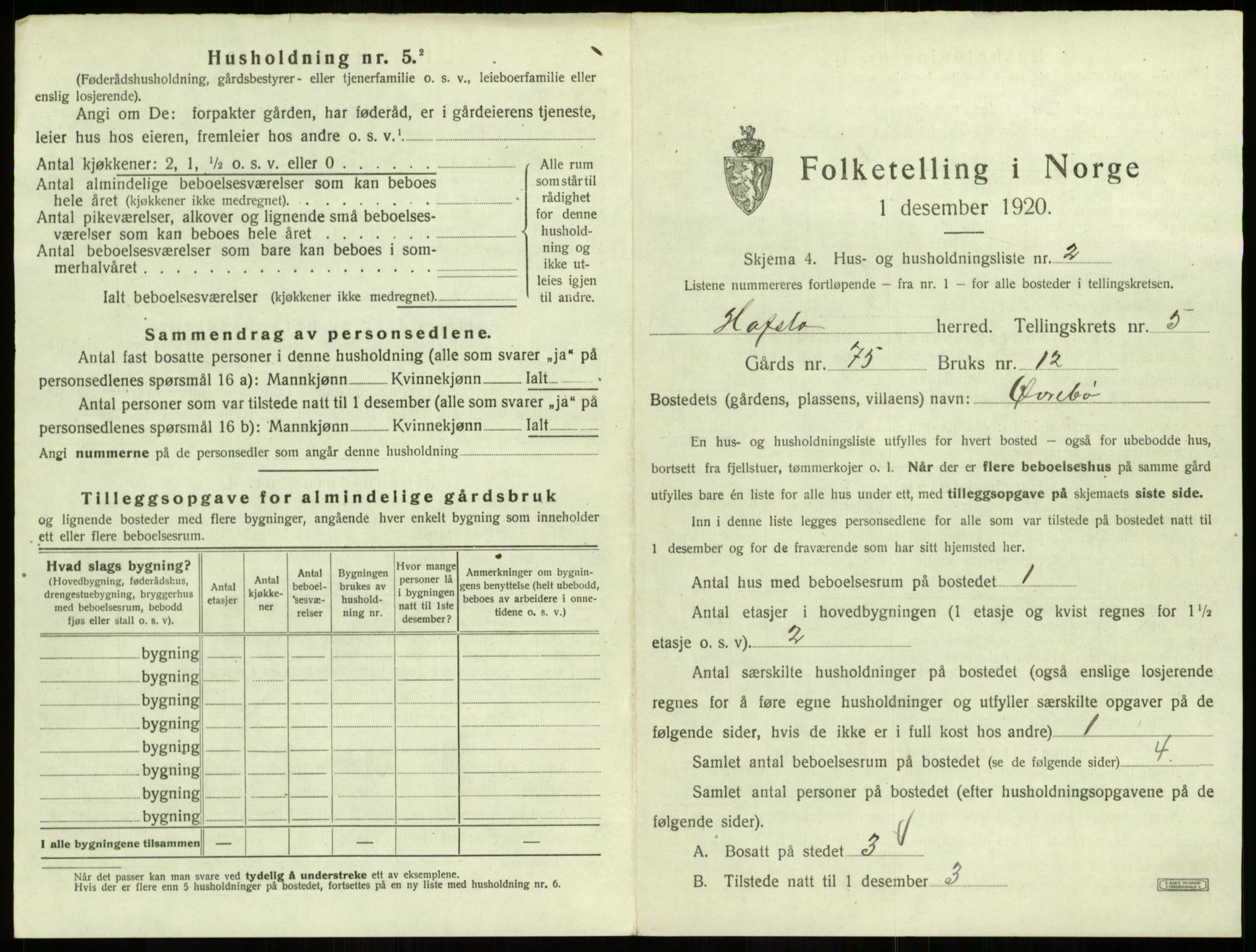 SAB, 1920 census for Hafslo, 1920, p. 540