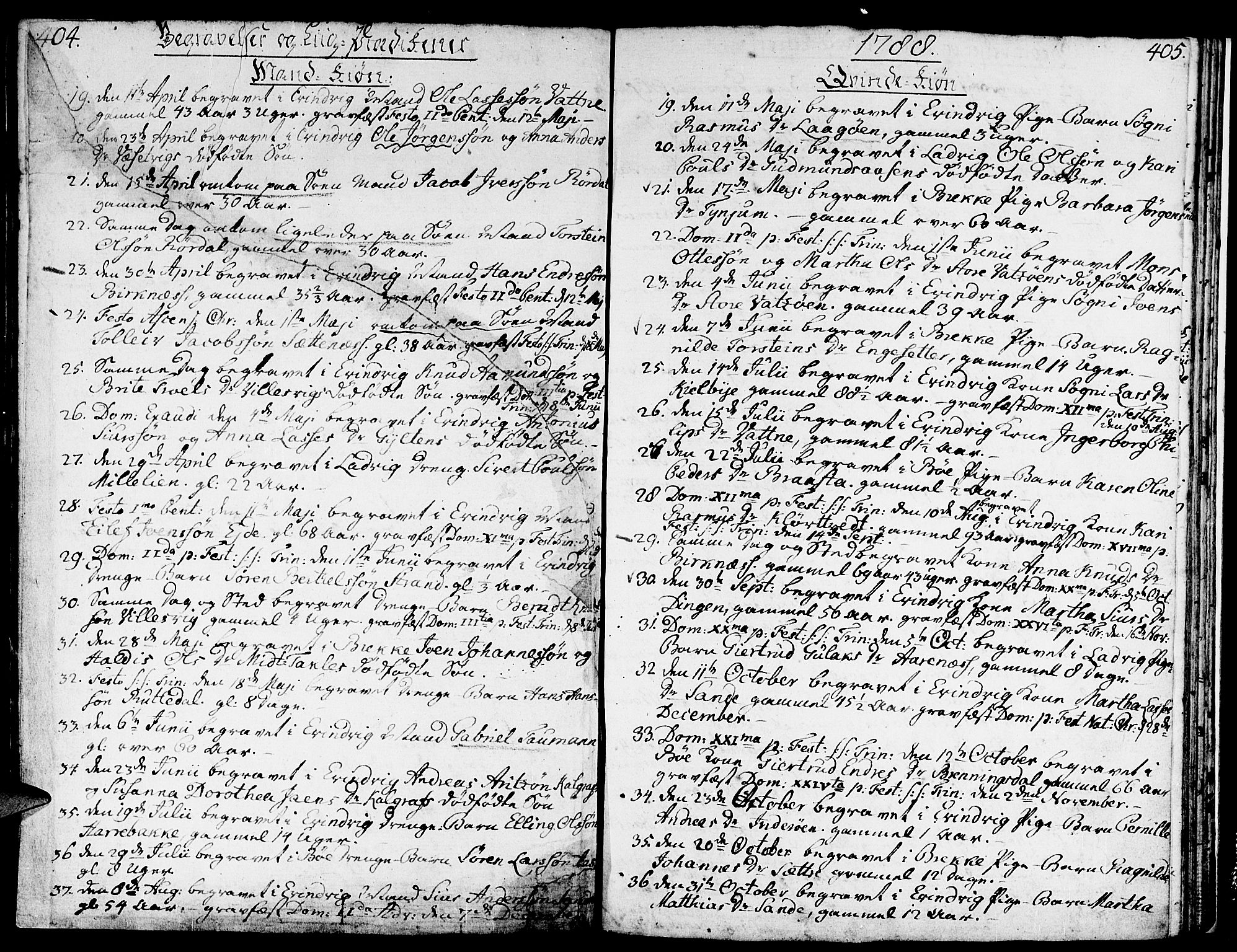 Gulen sokneprestembete, AV/SAB-A-80201/H/Haa/Haaa/L0015: Parish register (official) no. A 15, 1788-1798, p. 404-405