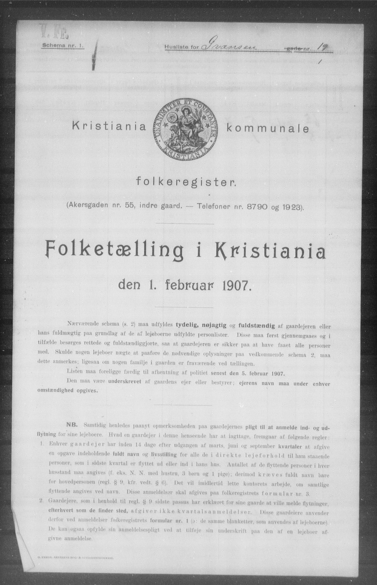 OBA, Municipal Census 1907 for Kristiania, 1907, p. 15176