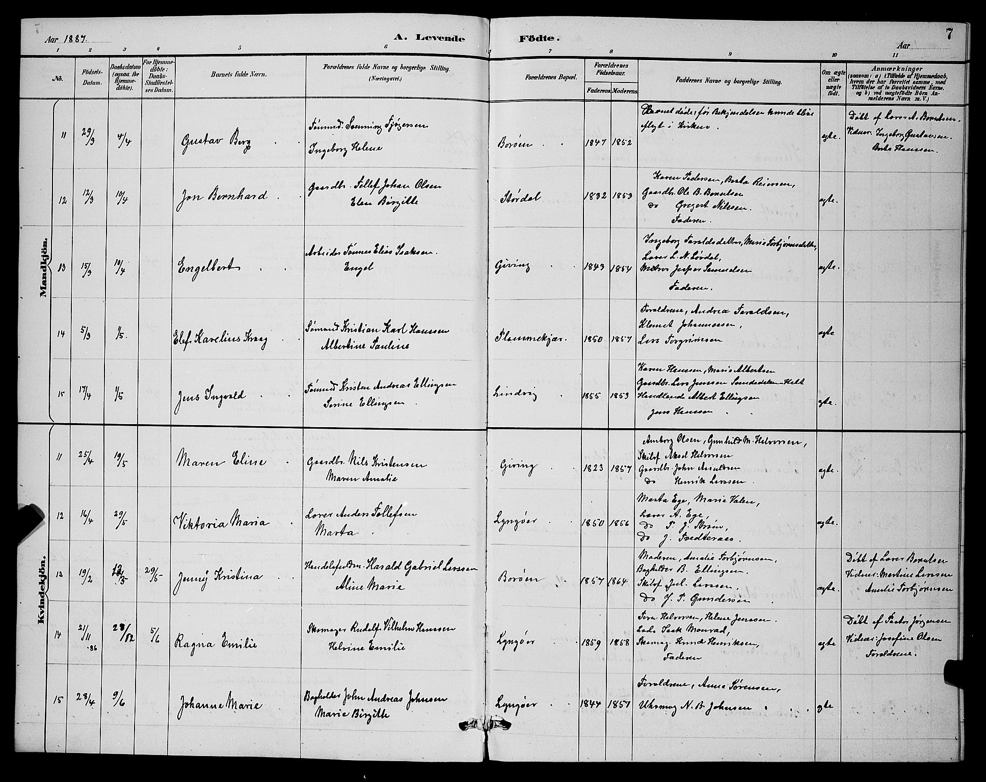 Dypvåg sokneprestkontor, AV/SAK-1111-0007/F/Fb/Fba/L0013: Parish register (copy) no. B 13, 1887-1900, p. 7