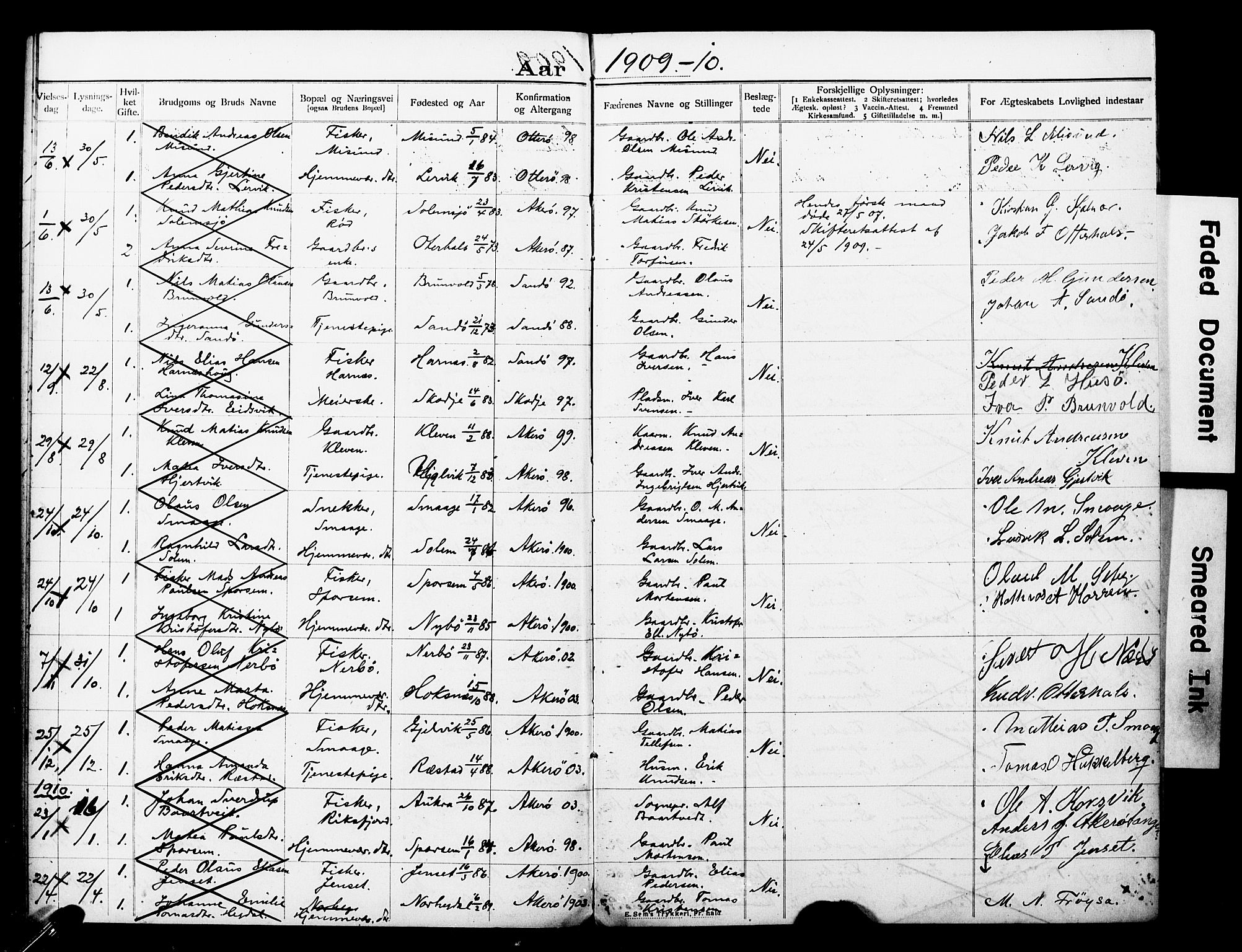 Ministerialprotokoller, klokkerbøker og fødselsregistre - Møre og Romsdal, SAT/A-1454/560/L0723: Banns register no. 560A07, 1903-1916