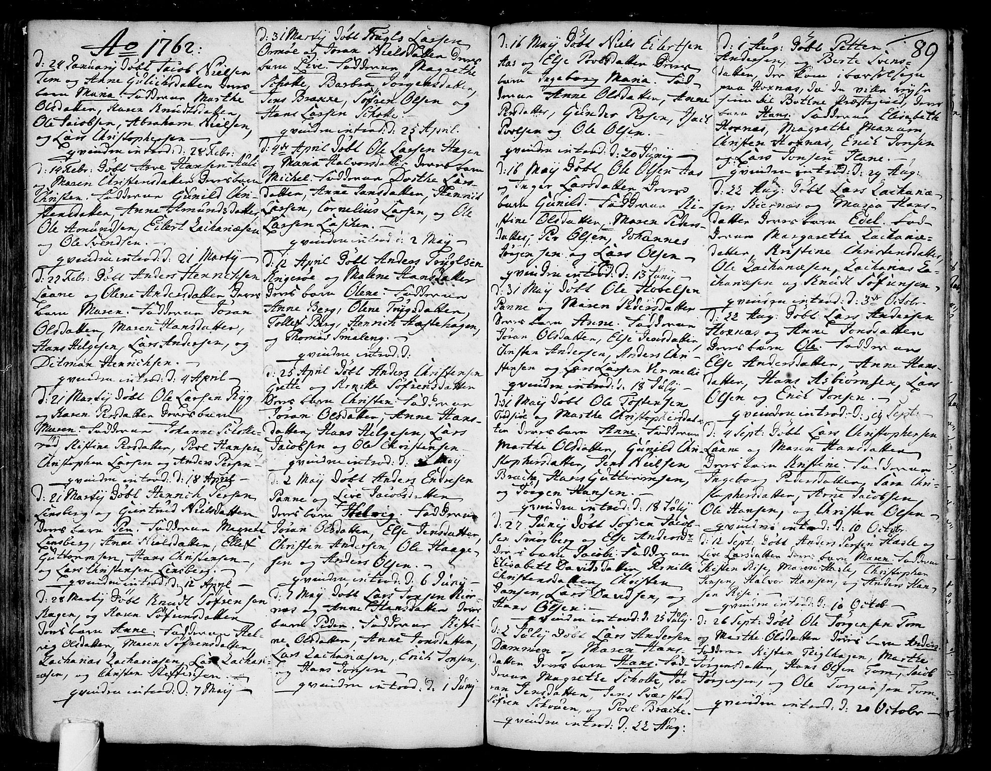 Sem kirkebøker, SAKO/A-5/F/Fa/L0001: Parish register (official) no. I 1, 1702-1763, p. 89