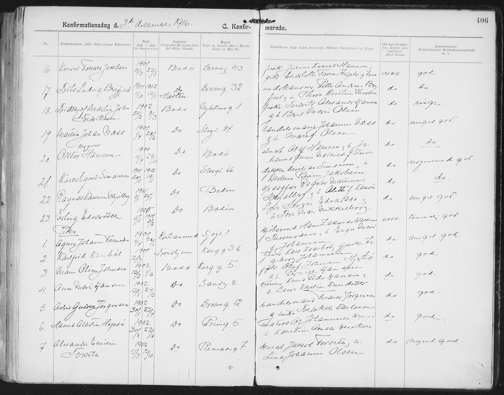 Ministerialprotokoller, klokkerbøker og fødselsregistre - Nordland, AV/SAT-A-1459/801/L0011: Parish register (official) no. 801A11, 1900-1916, p. 406