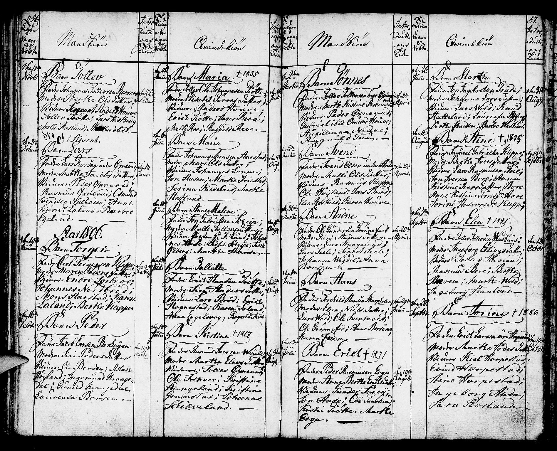 Klepp sokneprestkontor, SAST/A-101803/001/3/30BA/L0001: Parish register (official) no. A 1, 1793-1819, p. 56-57