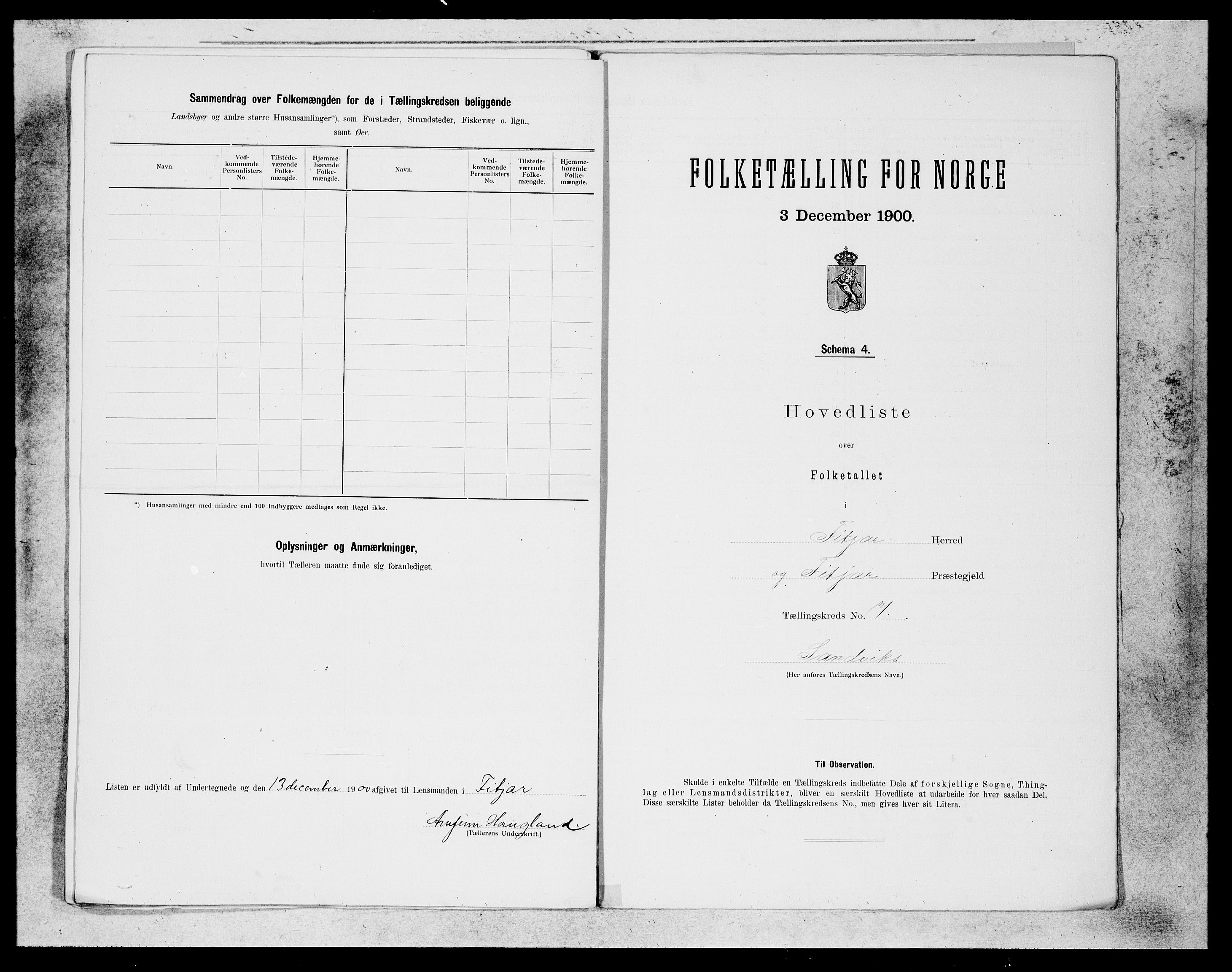 SAB, 1900 census for Fitjar, 1900, p. 13