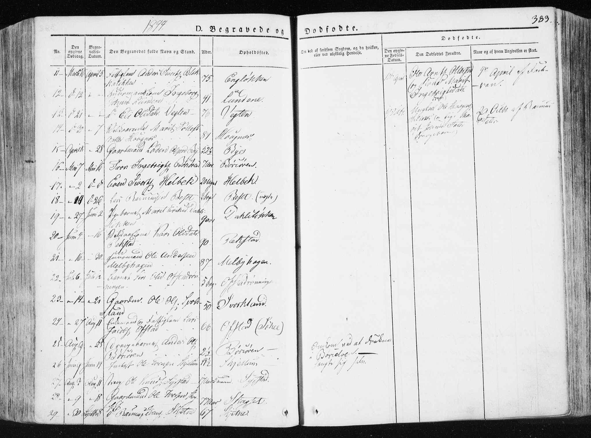 Ministerialprotokoller, klokkerbøker og fødselsregistre - Sør-Trøndelag, SAT/A-1456/665/L0771: Parish register (official) no. 665A06, 1830-1856, p. 383