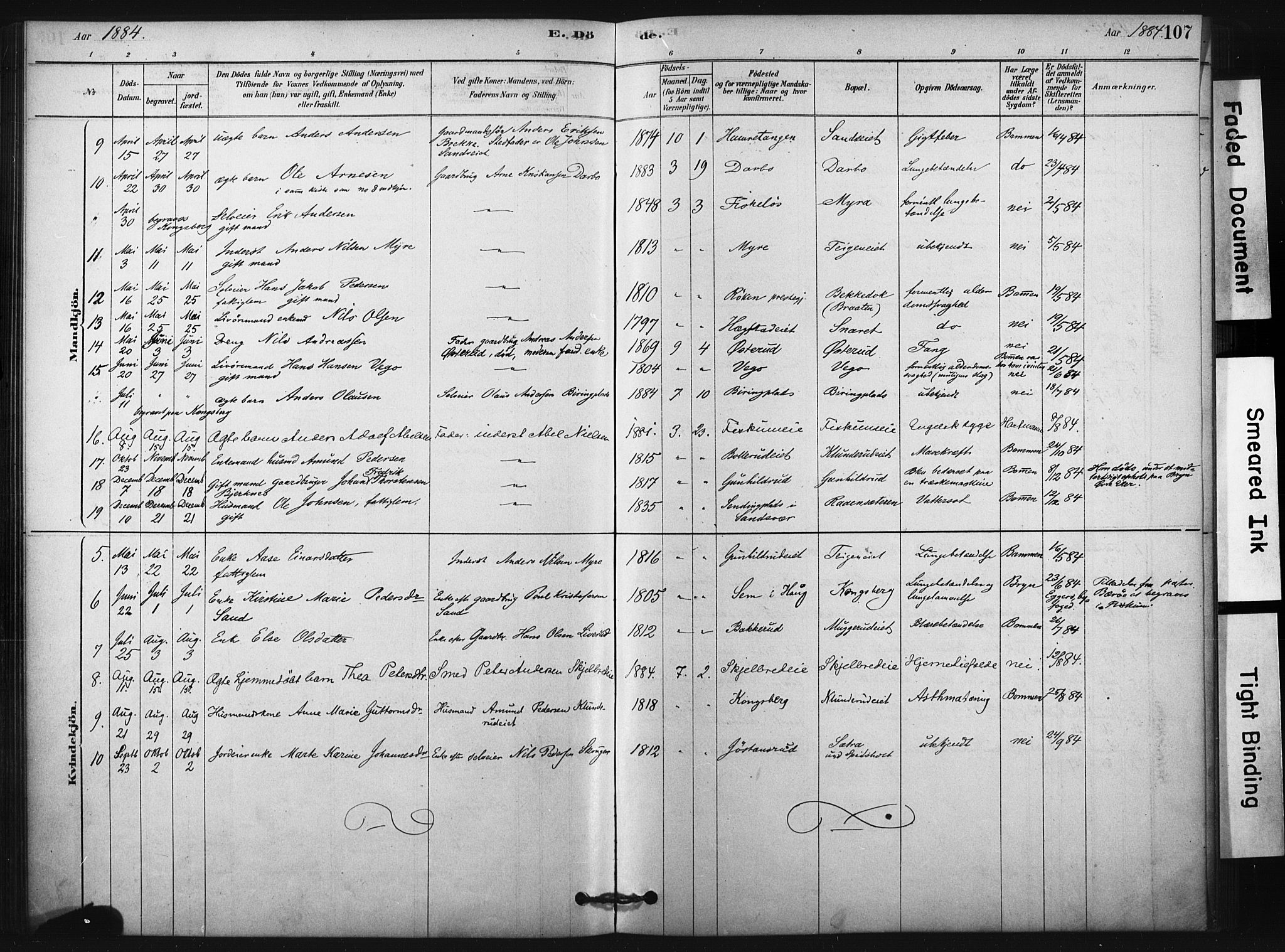 Fiskum kirkebøker, SAKO/A-15/F/Fa/L0002: Parish register (official) no. 2, 1878-1890, p. 107