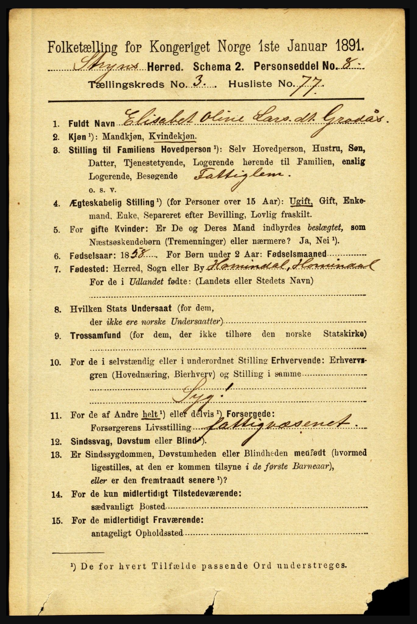 RA, 1891 census for 1448 Stryn, 1891, p. 1574