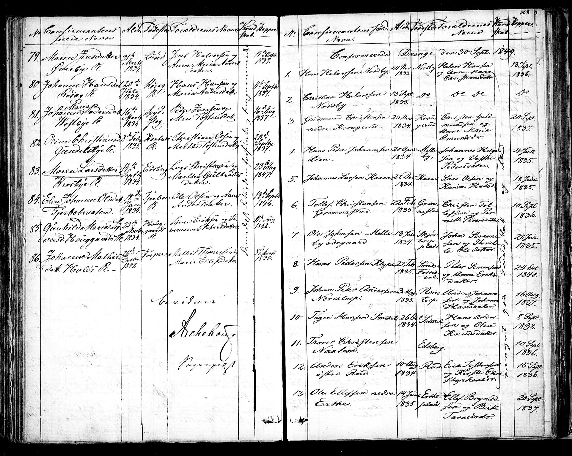 Rakkestad prestekontor Kirkebøker, AV/SAO-A-2008/F/Fa/L0008: Parish register (official) no. I 8, 1842-1849, p. 557-558