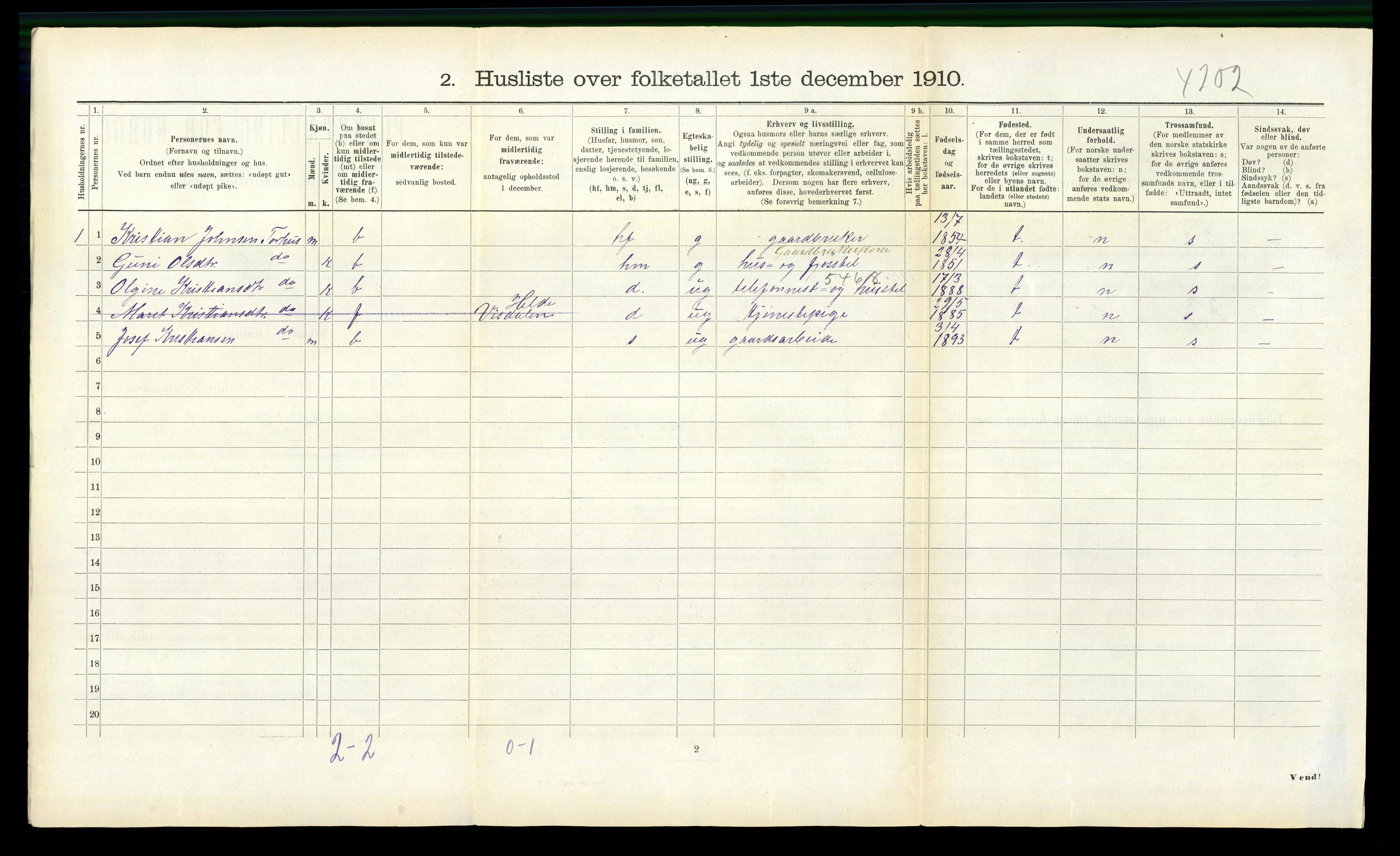 RA, 1910 census for Eresfjord og Vistdal, 1910, p. 324