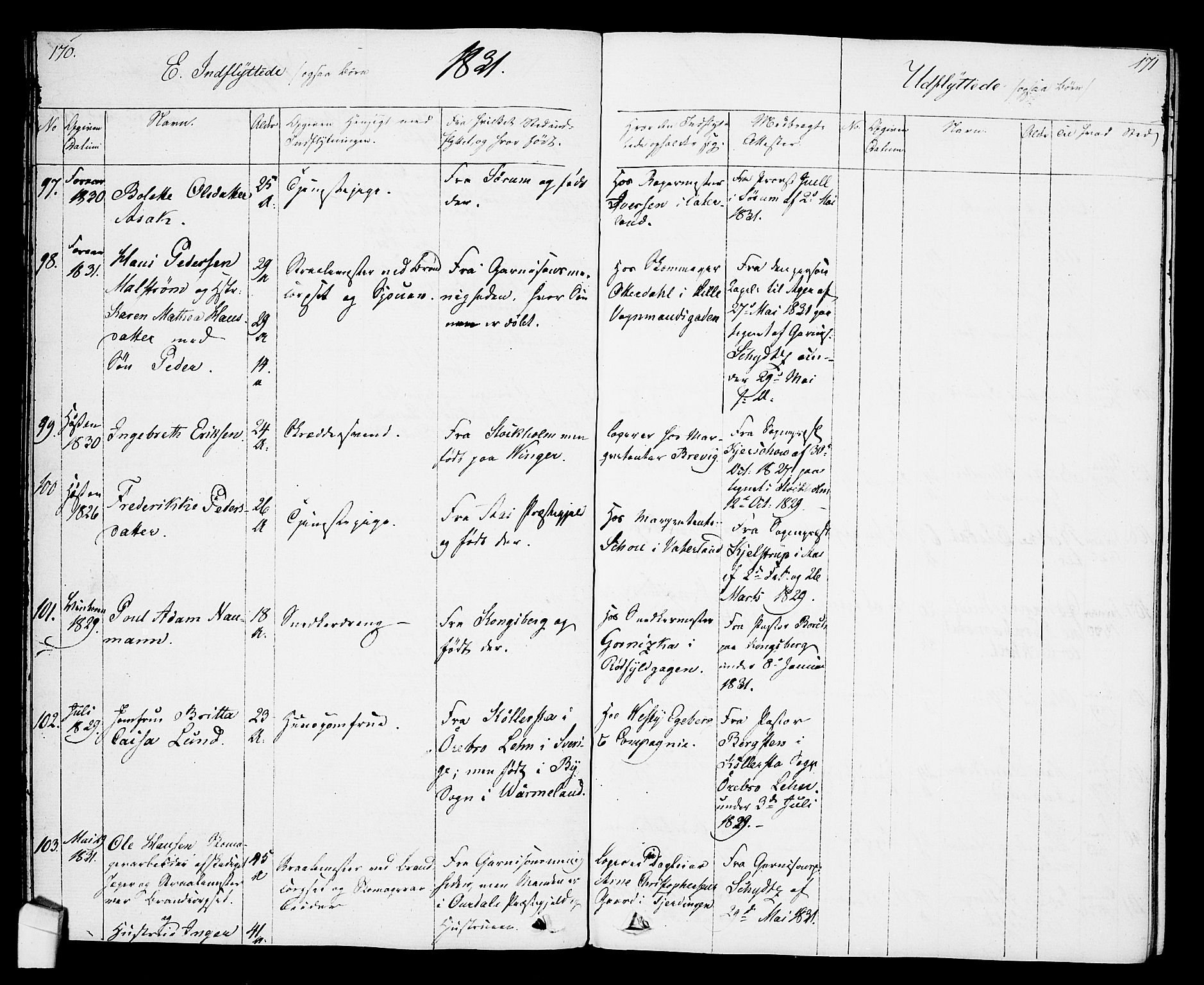 Oslo domkirke Kirkebøker, SAO/A-10752/F/Fa/L0027: Parish register (official) no. 27, 1828-1840, p. 170-171