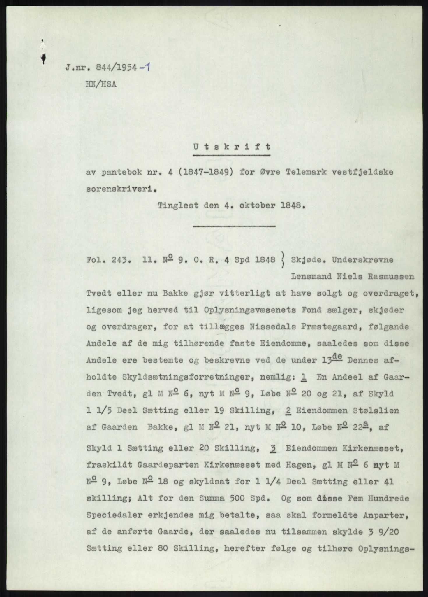 Statsarkivet i Kongsberg, SAKO/A-0001, 1944-1954, p. 421