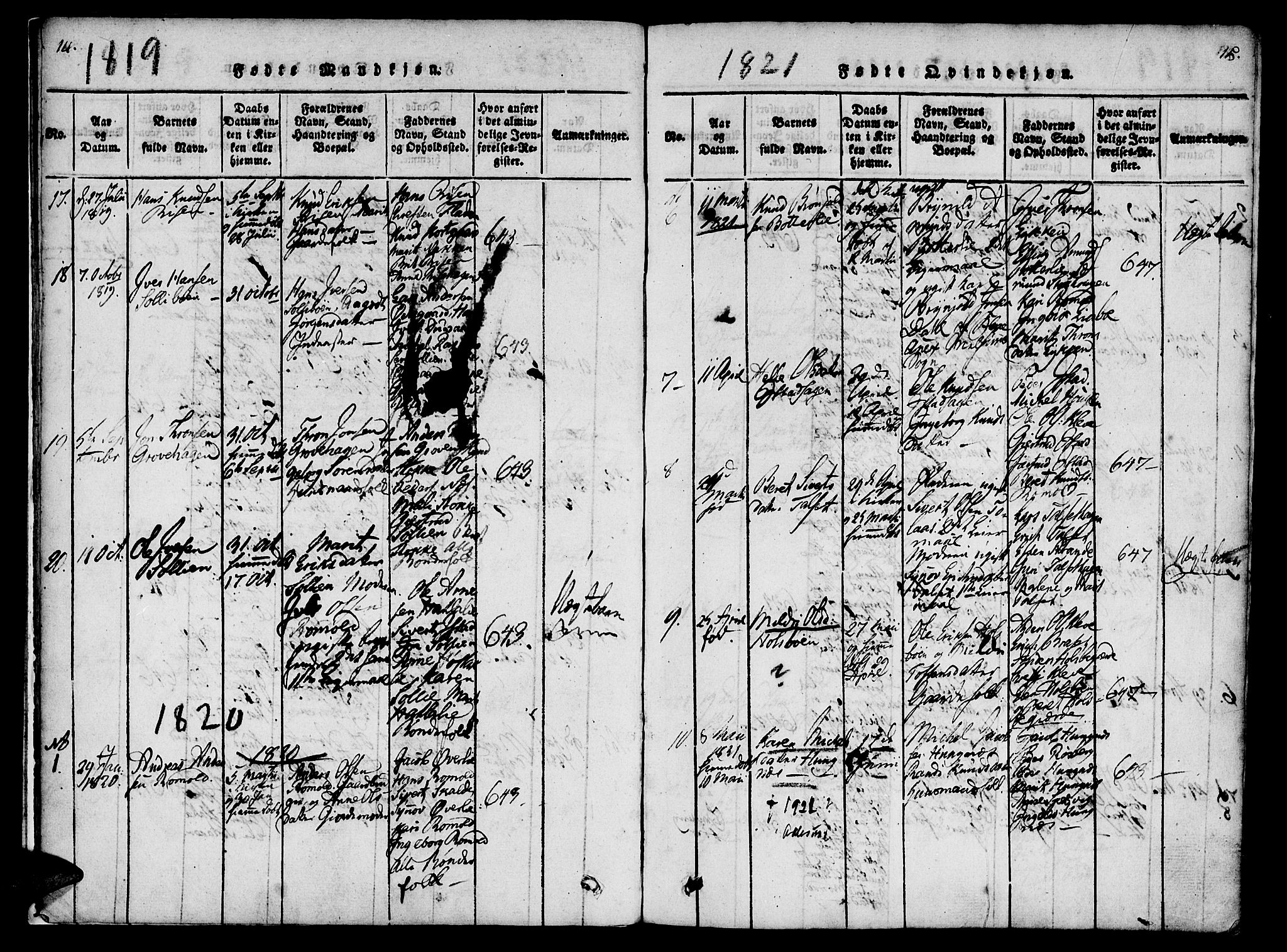 Ministerialprotokoller, klokkerbøker og fødselsregistre - Møre og Romsdal, AV/SAT-A-1454/557/L0679: Parish register (official) no. 557A01, 1818-1843, p. 14-15