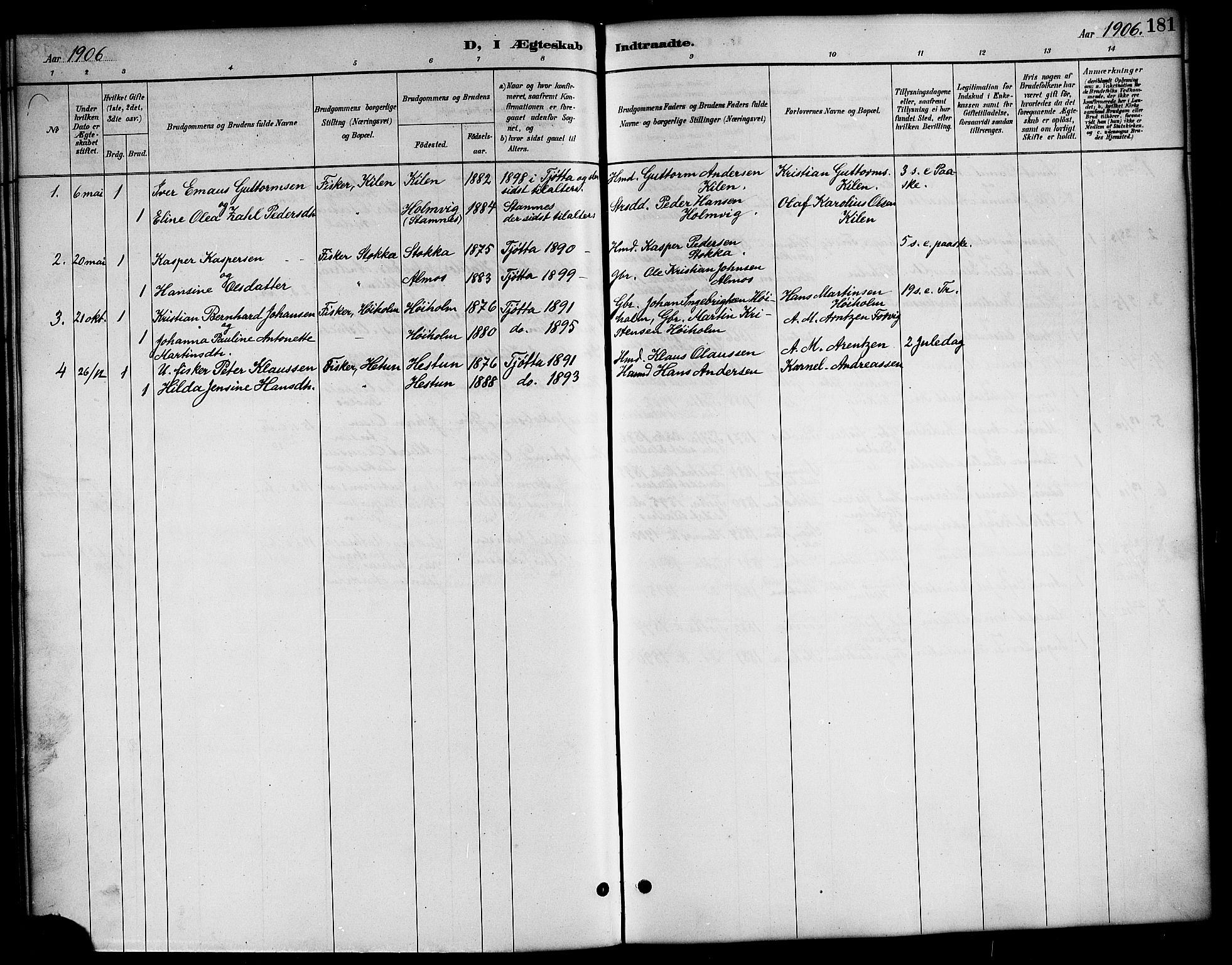 Ministerialprotokoller, klokkerbøker og fødselsregistre - Nordland, SAT/A-1459/819/L0277: Parish register (copy) no. 819C03, 1888-1917, p. 181