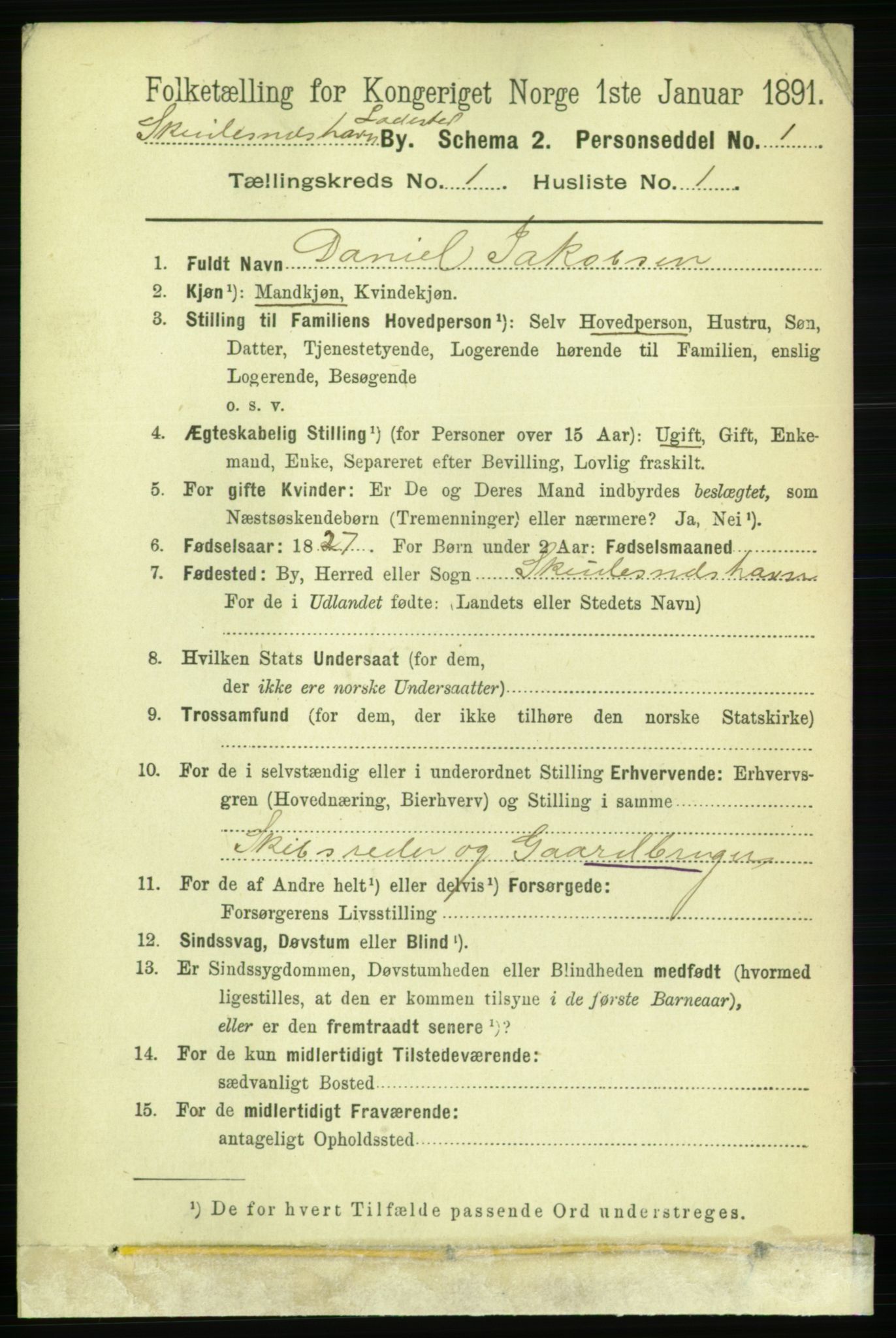 RA, 1891 census for 1104 Skudeneshavn, 1891, p. 407