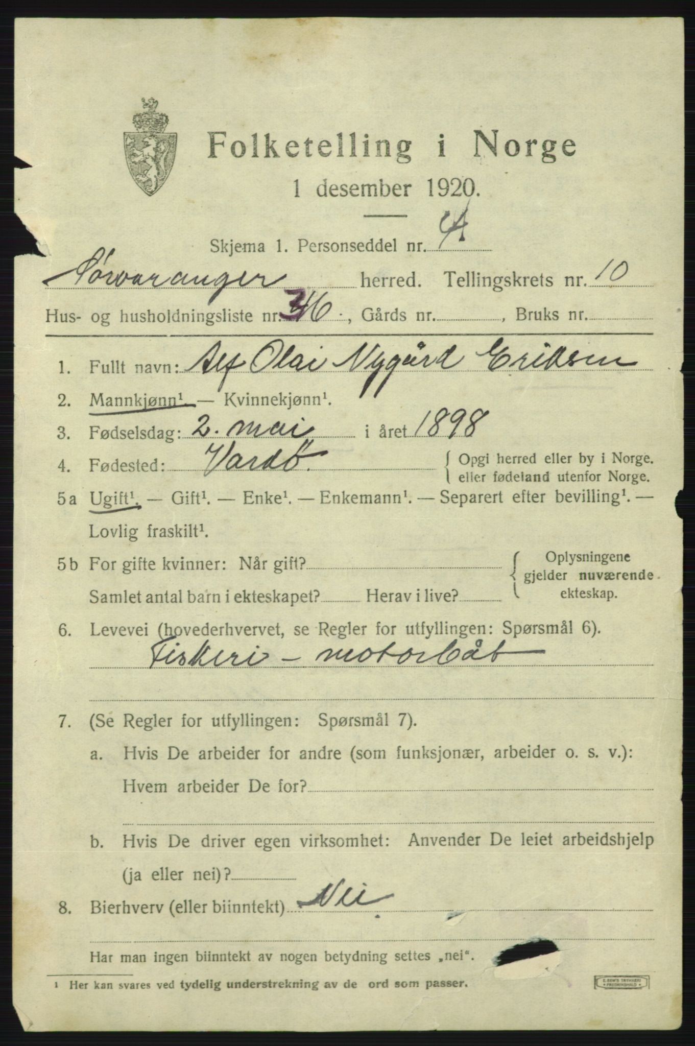 SATØ, 1920 census for Sør-Varanger, 1920, p. 7090