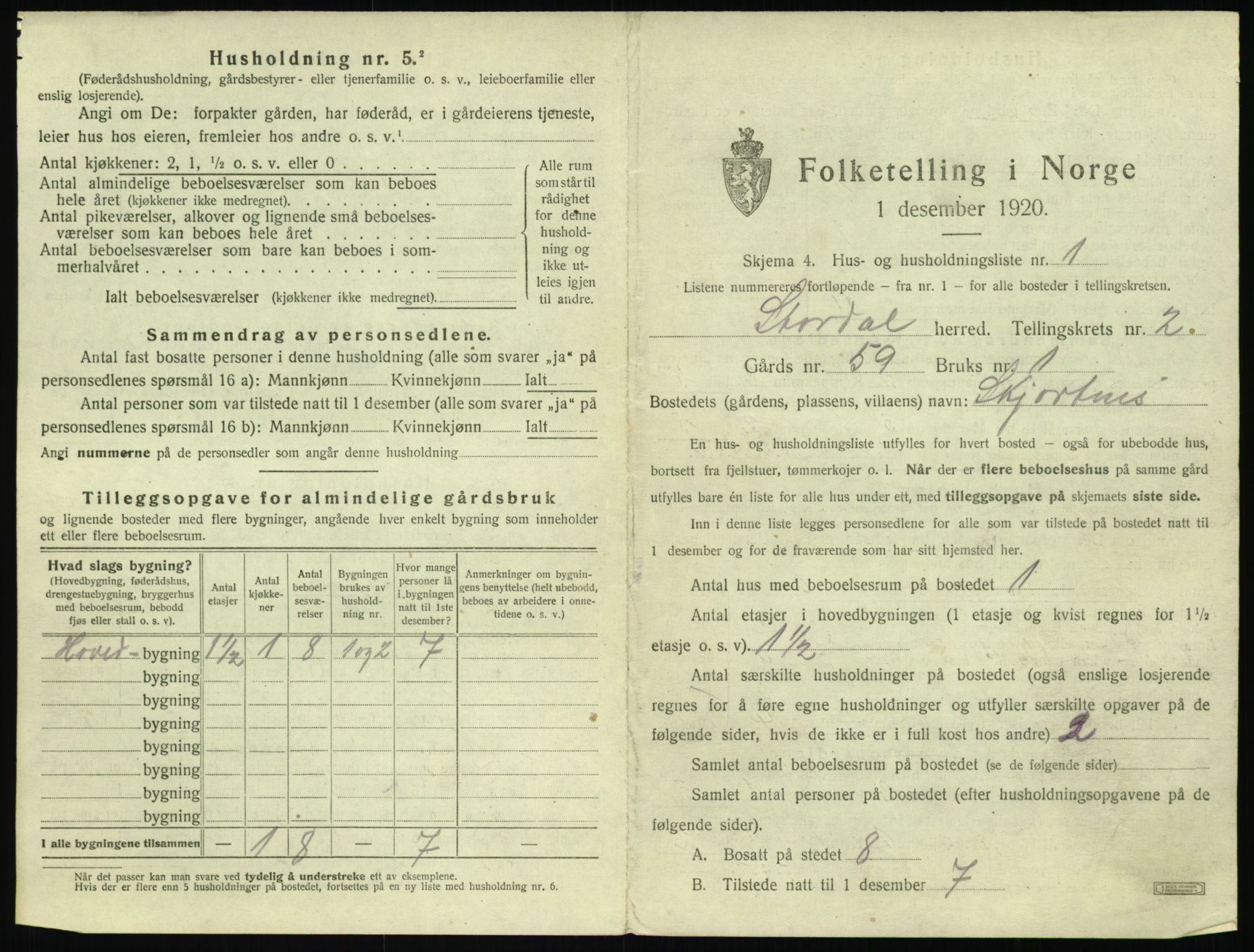 SAT, 1920 census for Stordal, 1920, p. 76